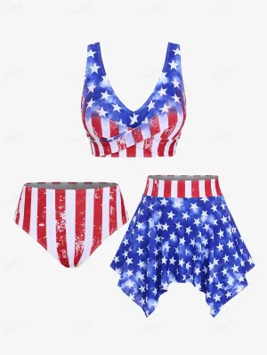3-Piece Tankini for Beach Days and Patriotic Events