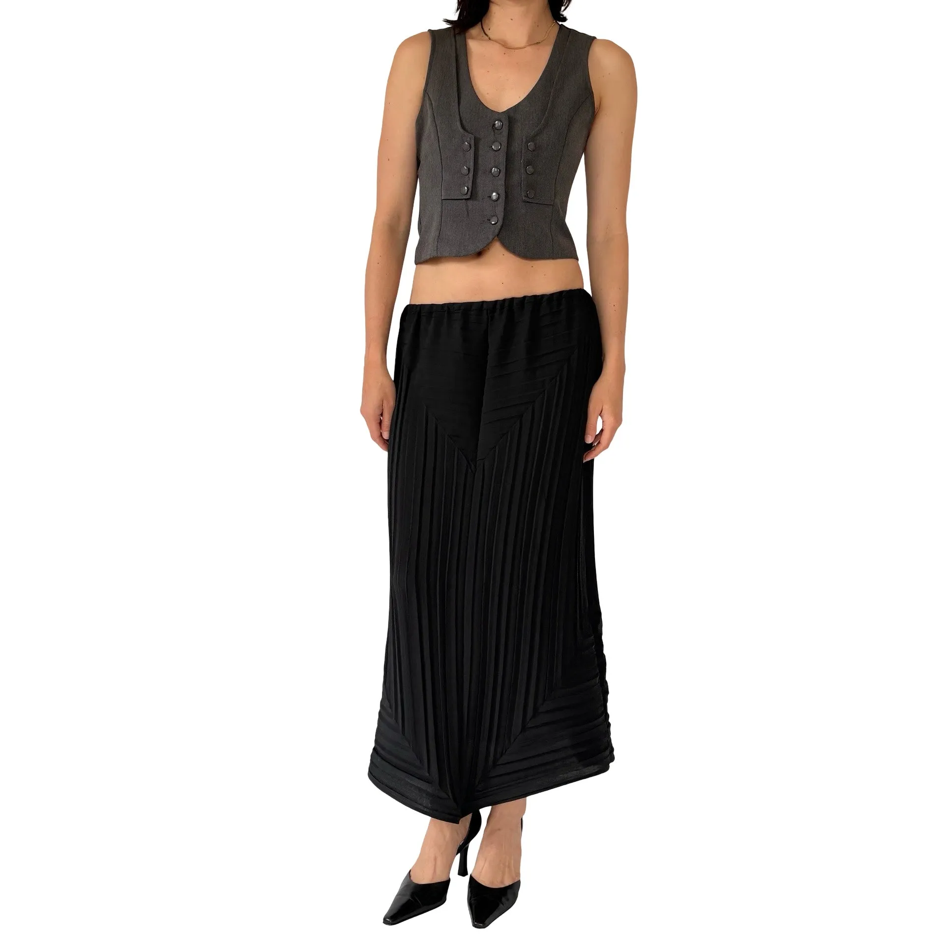 90s Noir Textured Maxi Skirt (M)