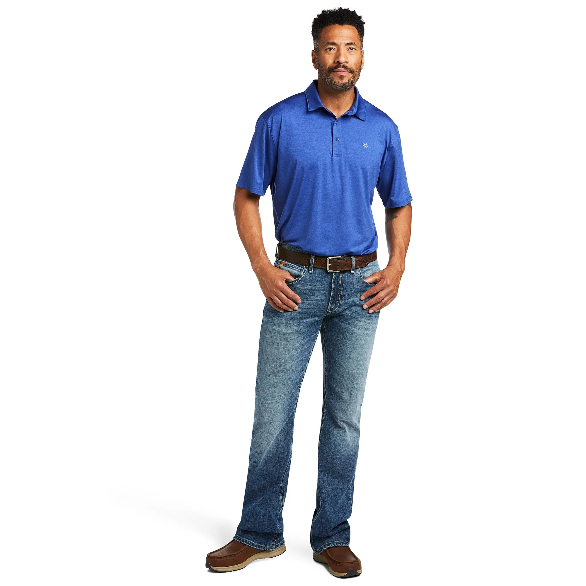Ariat® Men's Charger 2.0 Venus Blue Short Sleeve Polo Shirt 10039414