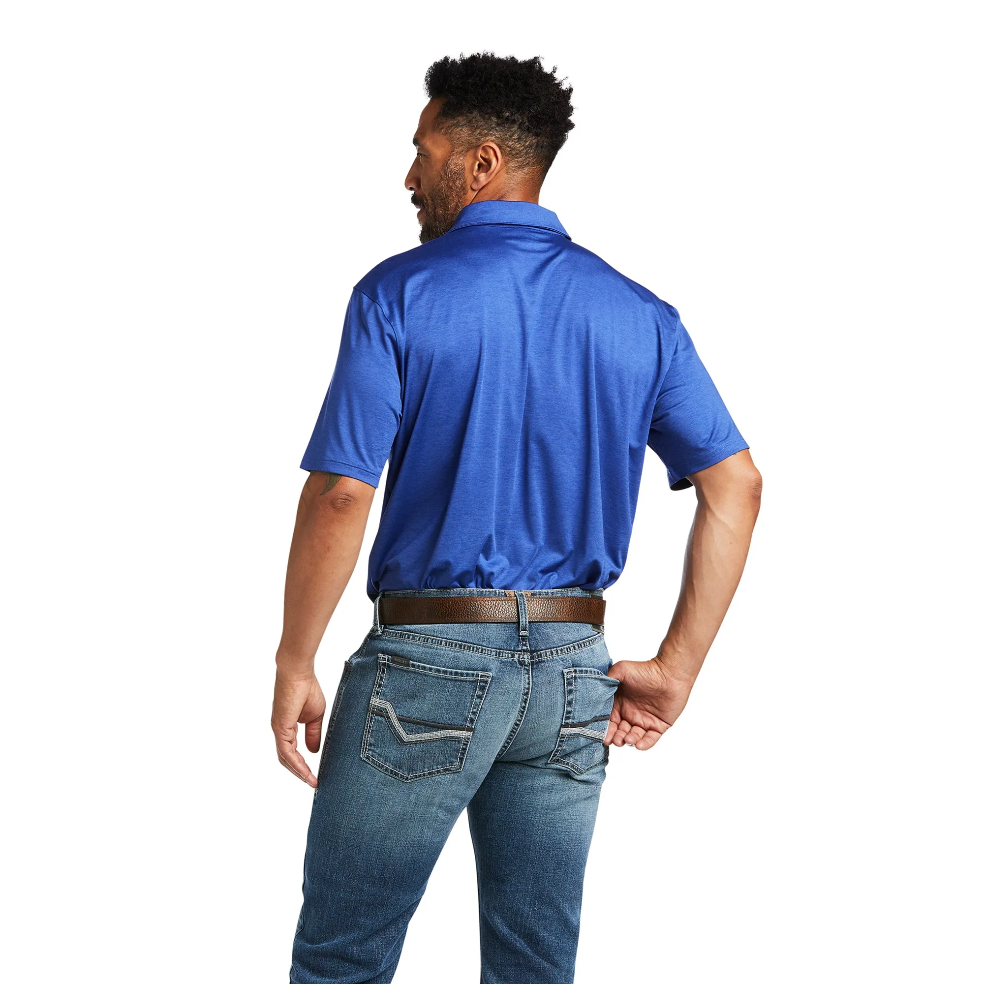 Ariat® Men's Charger 2.0 Venus Blue Short Sleeve Polo Shirt 10039414