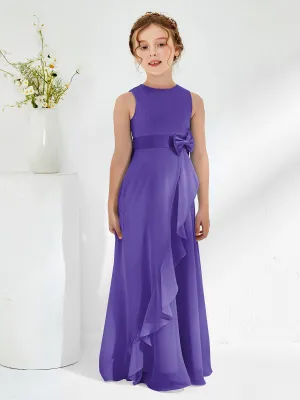 Bateau Neckline Ruffle Junior Bridesmaid Gowns Regency