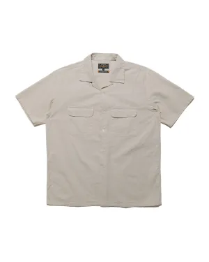 Beams Plus Open Collar Cotton Linen Panama Garment Dye Sand