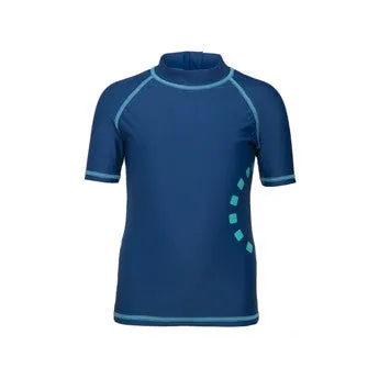 Blue/ turquoise short-sleeved rash top (zipped)