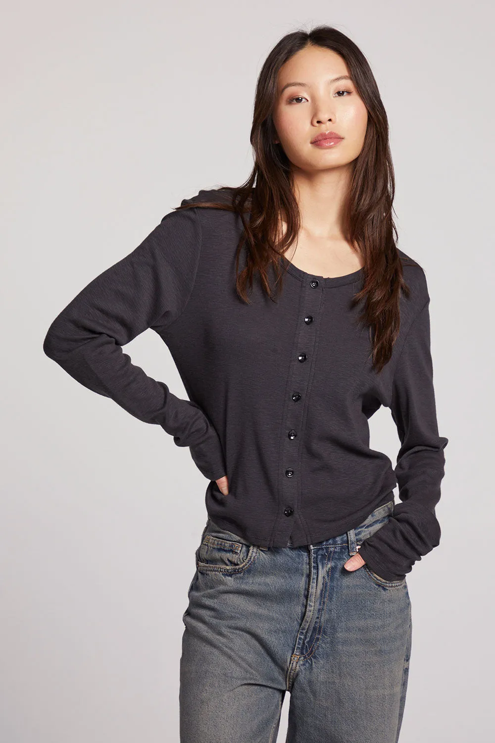Brady Licorice Button Up Pullover