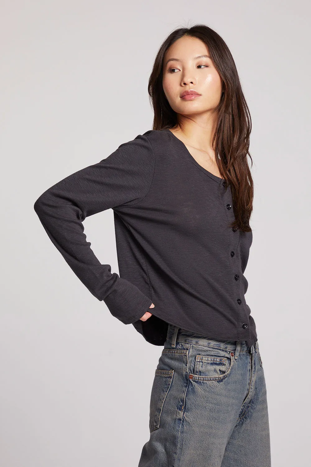 Brady Licorice Button Up Pullover
