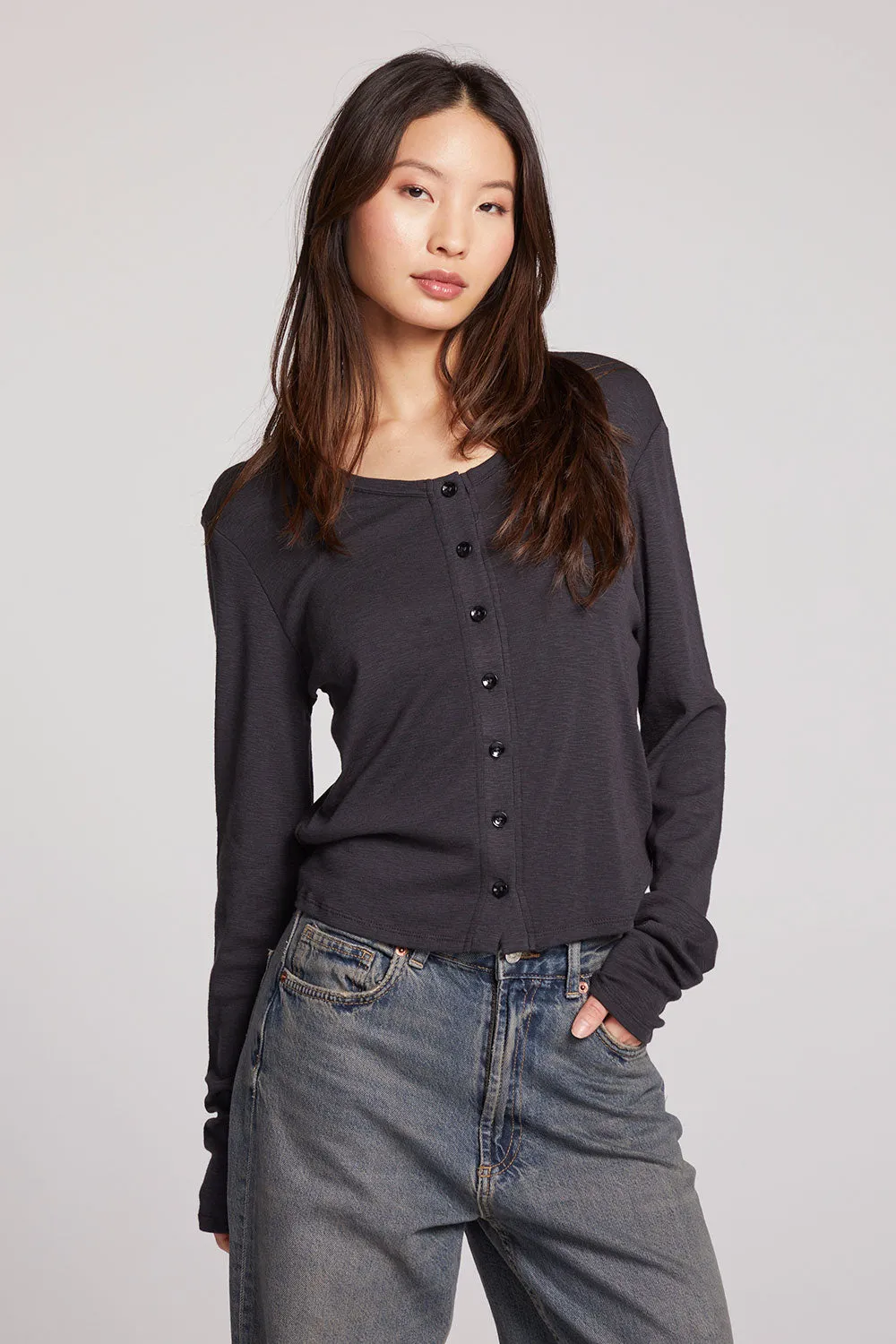 Brady Licorice Button Up Pullover