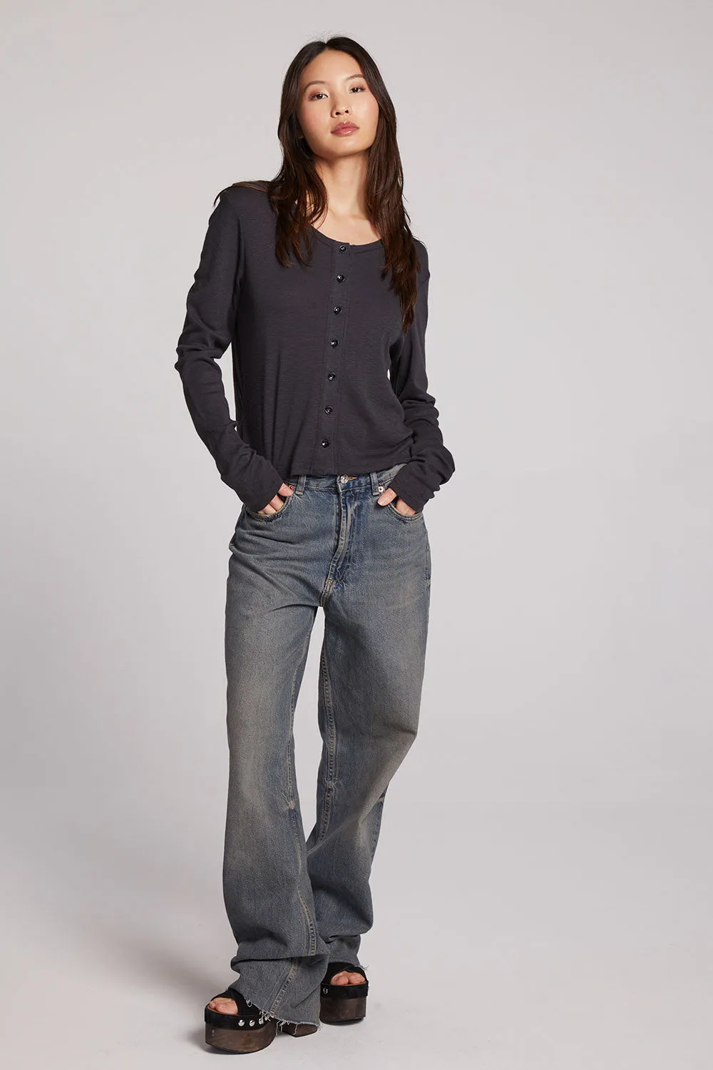 Brady Licorice Button Up Pullover
