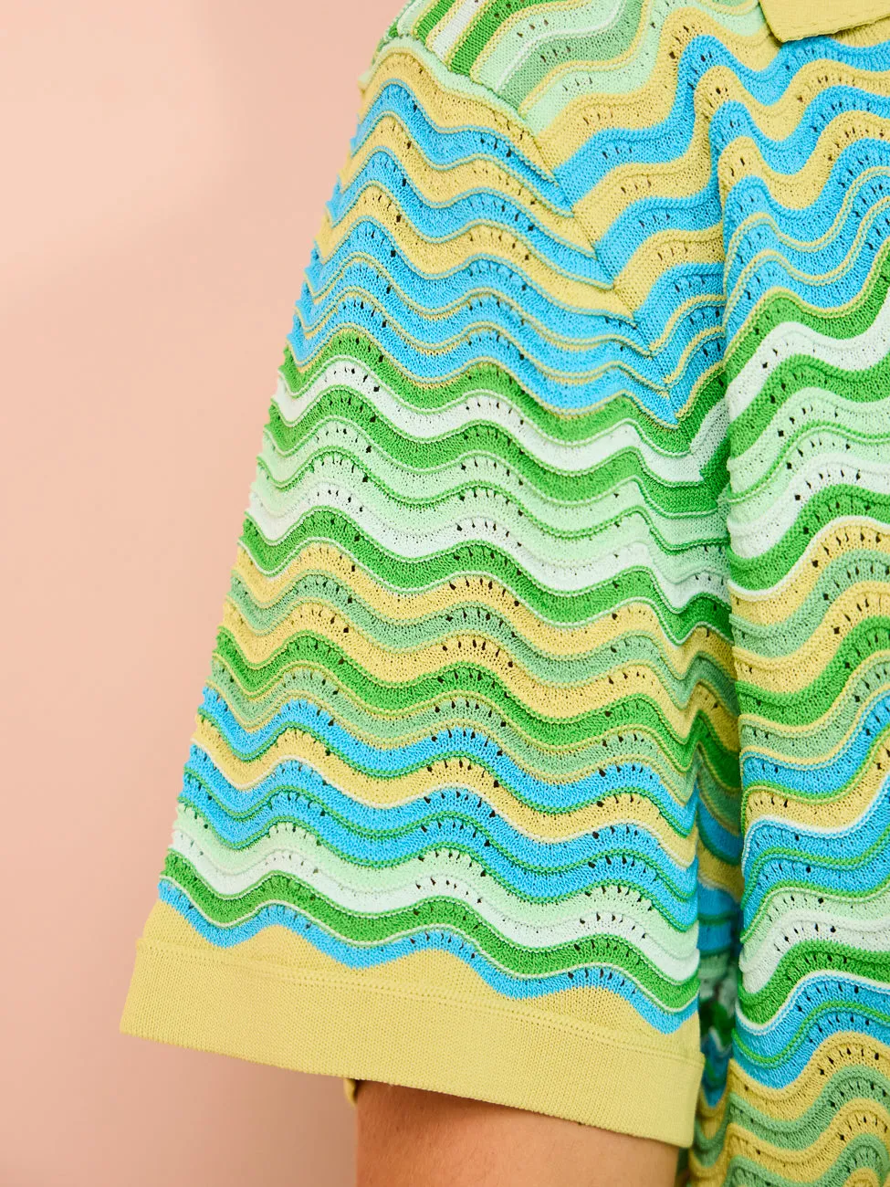 By Johnny Rayne Ripple Knit Shirt in Green Multi