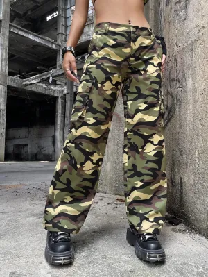 Camo Printed Pocket Cargo Pants