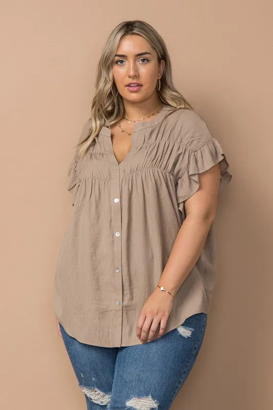 Can It Be Ruffle Button Down