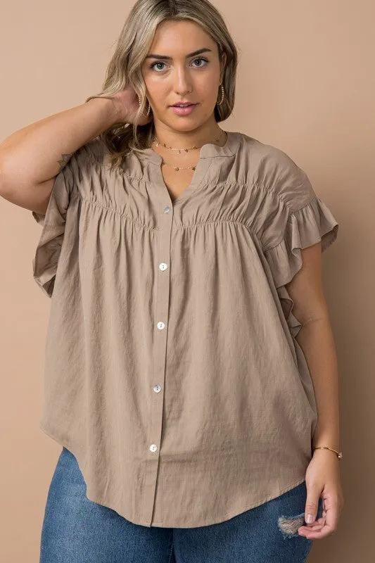 Can It Be Ruffle Button Down