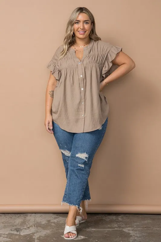Can It Be Ruffle Button Down