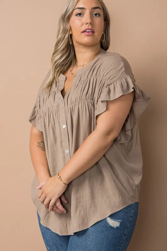 Can It Be Ruffle Button Down