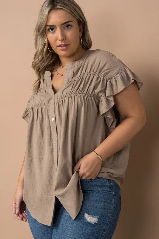 Can It Be Ruffle Button Down