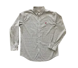 Charcoal & White Performance Button Down- Standing Dawg