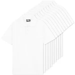 CityComfort White Polo Shirt Boys and Girls, Plain Short Sleeve T Shirt - 10 Pack