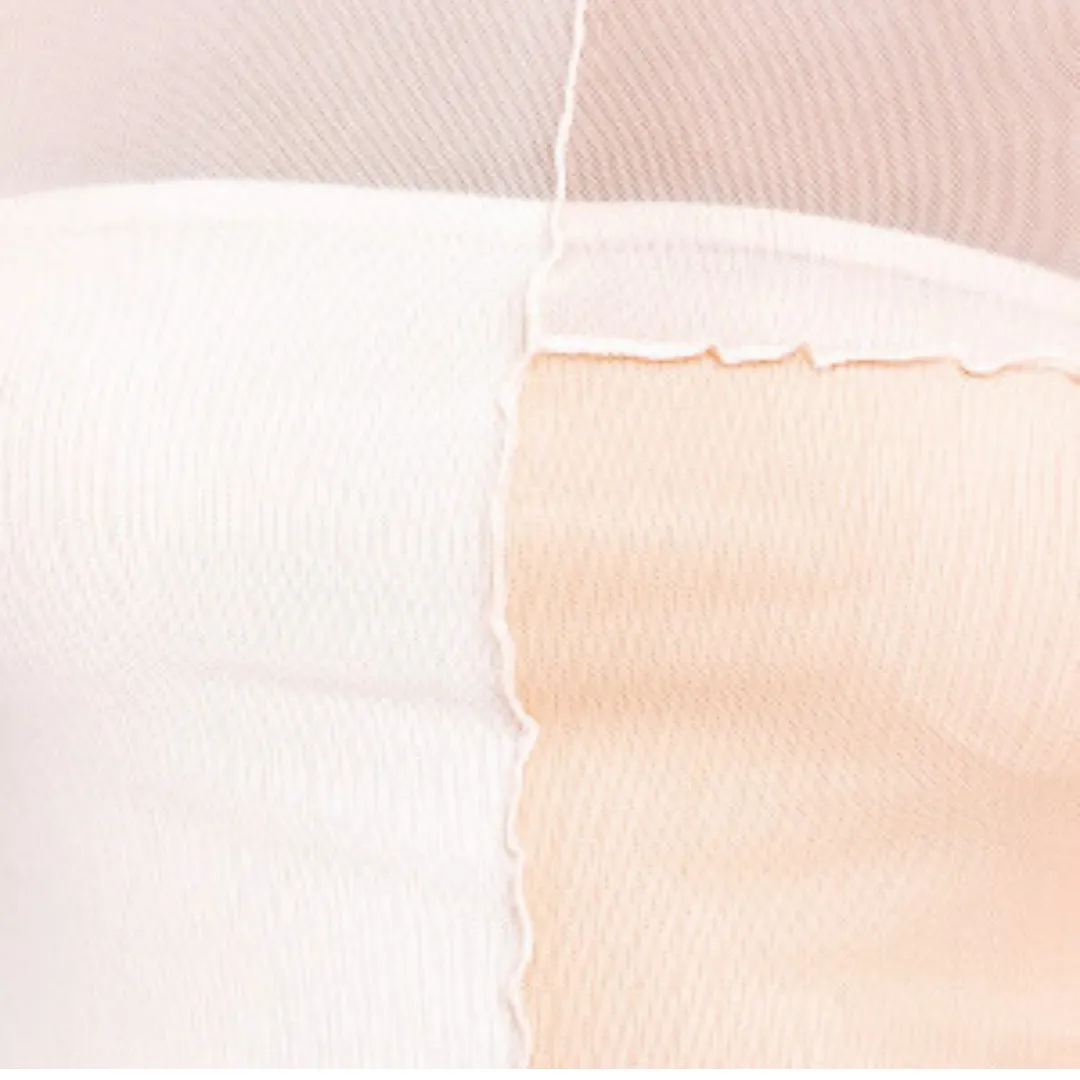 Color Block Mesh Crop Top - Peach