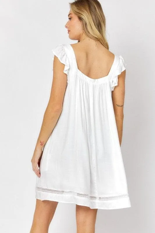 DAVI & DANI Embroidered Square Neck Mini Dress, 2 Colors