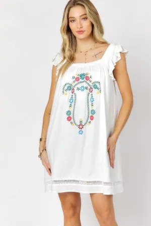 DAVI & DANI Embroidered Square Neck Mini Dress, 2 Colors