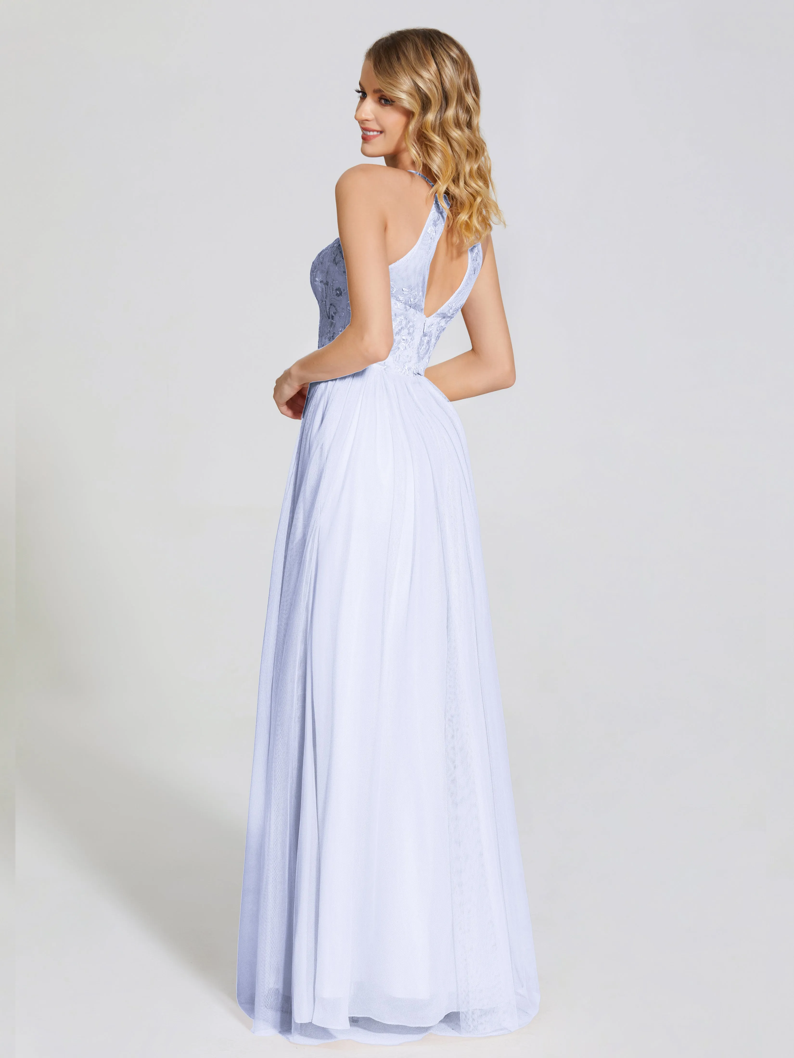 Destiny Halter Embroidered Tulle Bridesmaid Dresses