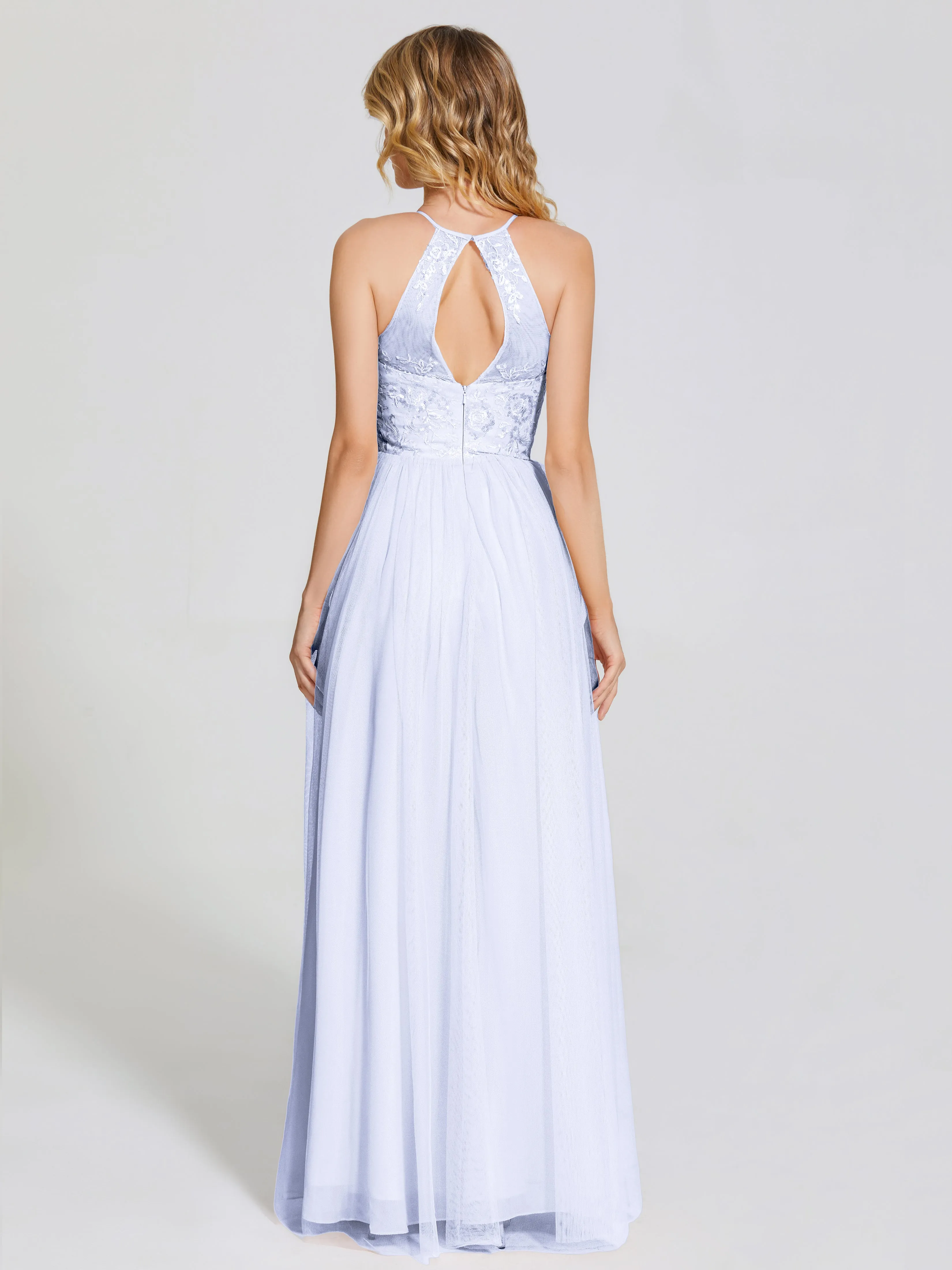 Destiny Halter Embroidered Tulle Bridesmaid Dresses