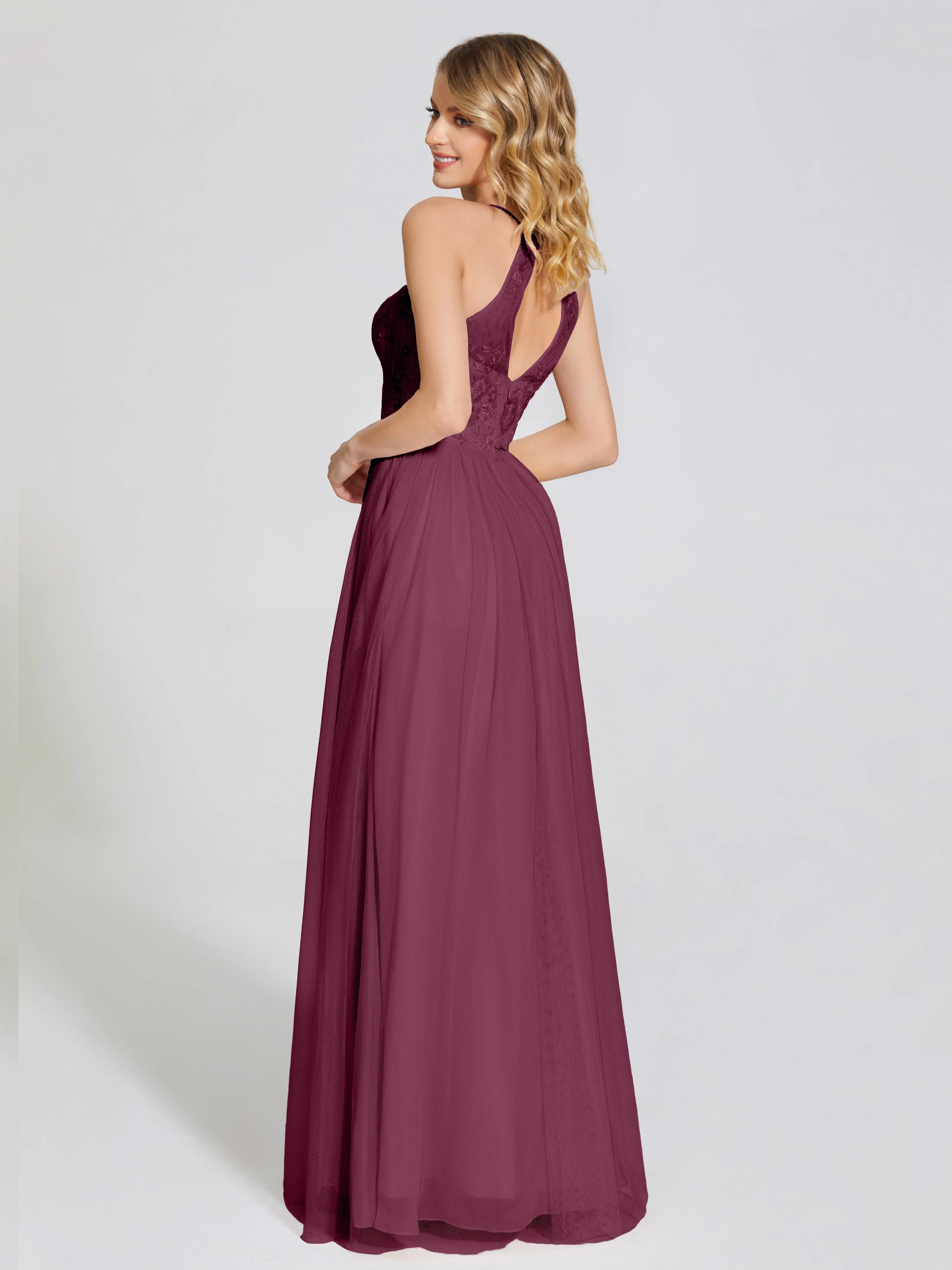 Destiny Halter Embroidered Tulle Bridesmaid Dresses