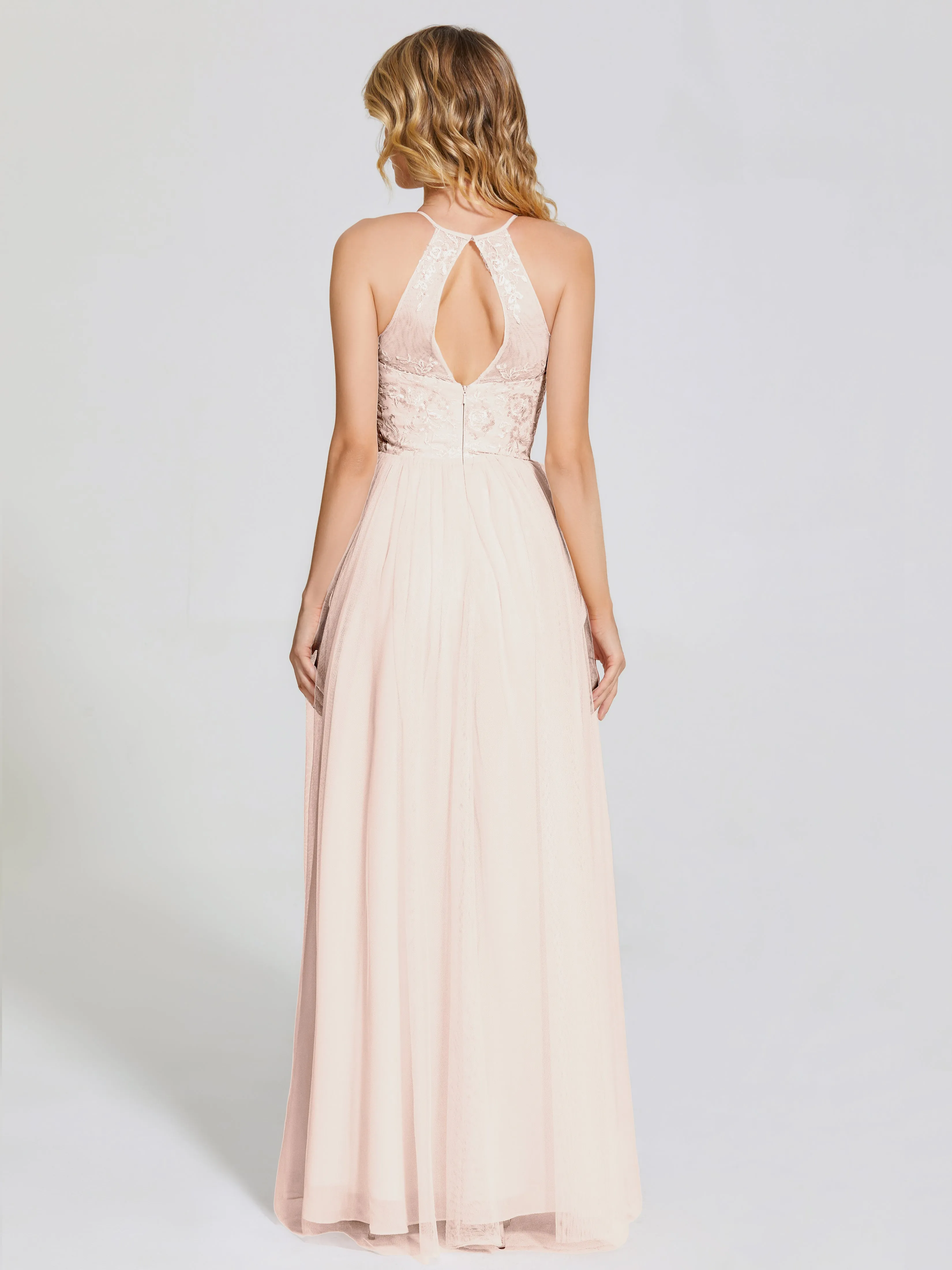 Destiny Halter Embroidered Tulle Bridesmaid Dresses