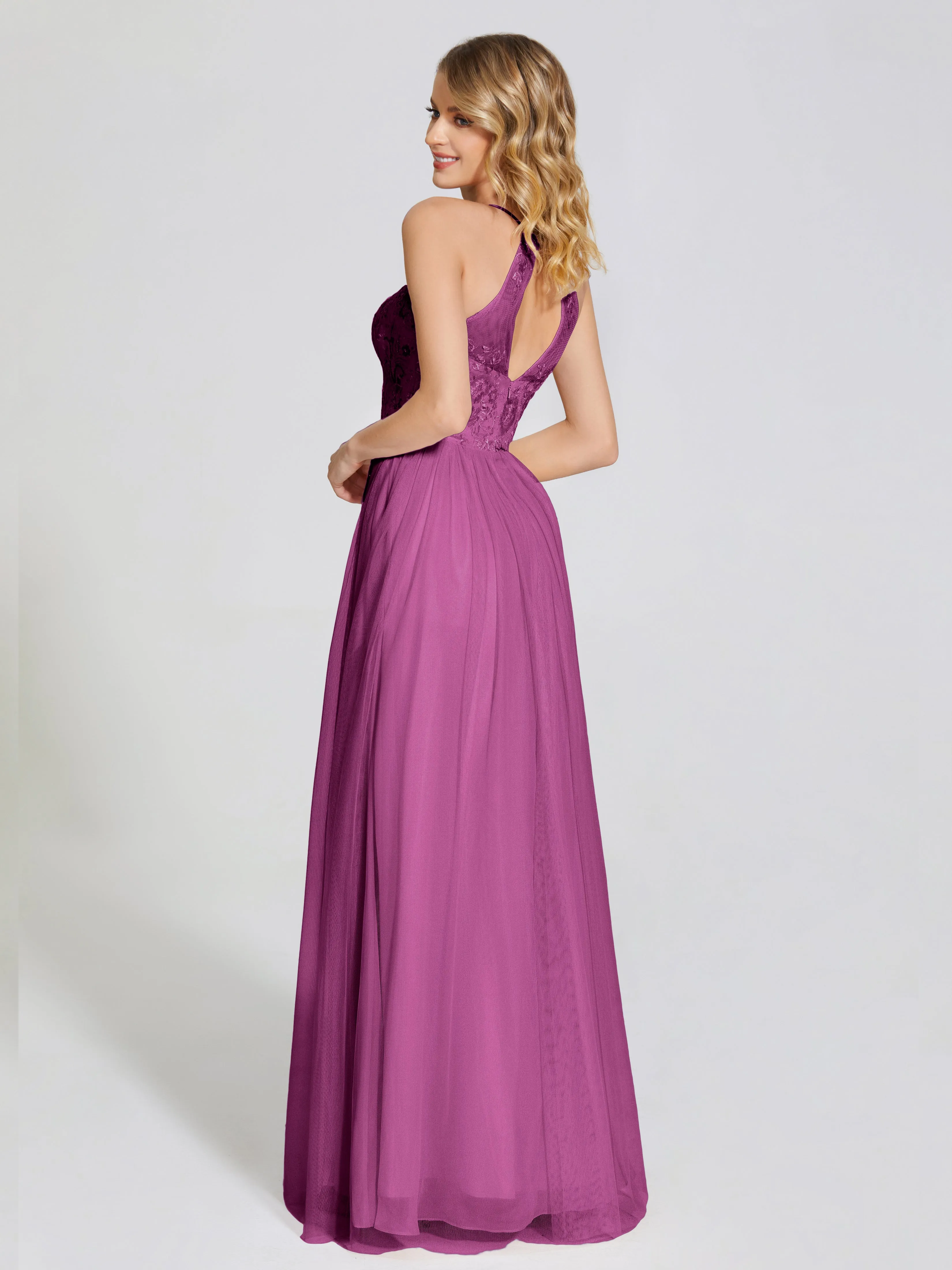 Destiny Halter Embroidered Tulle Bridesmaid Dresses