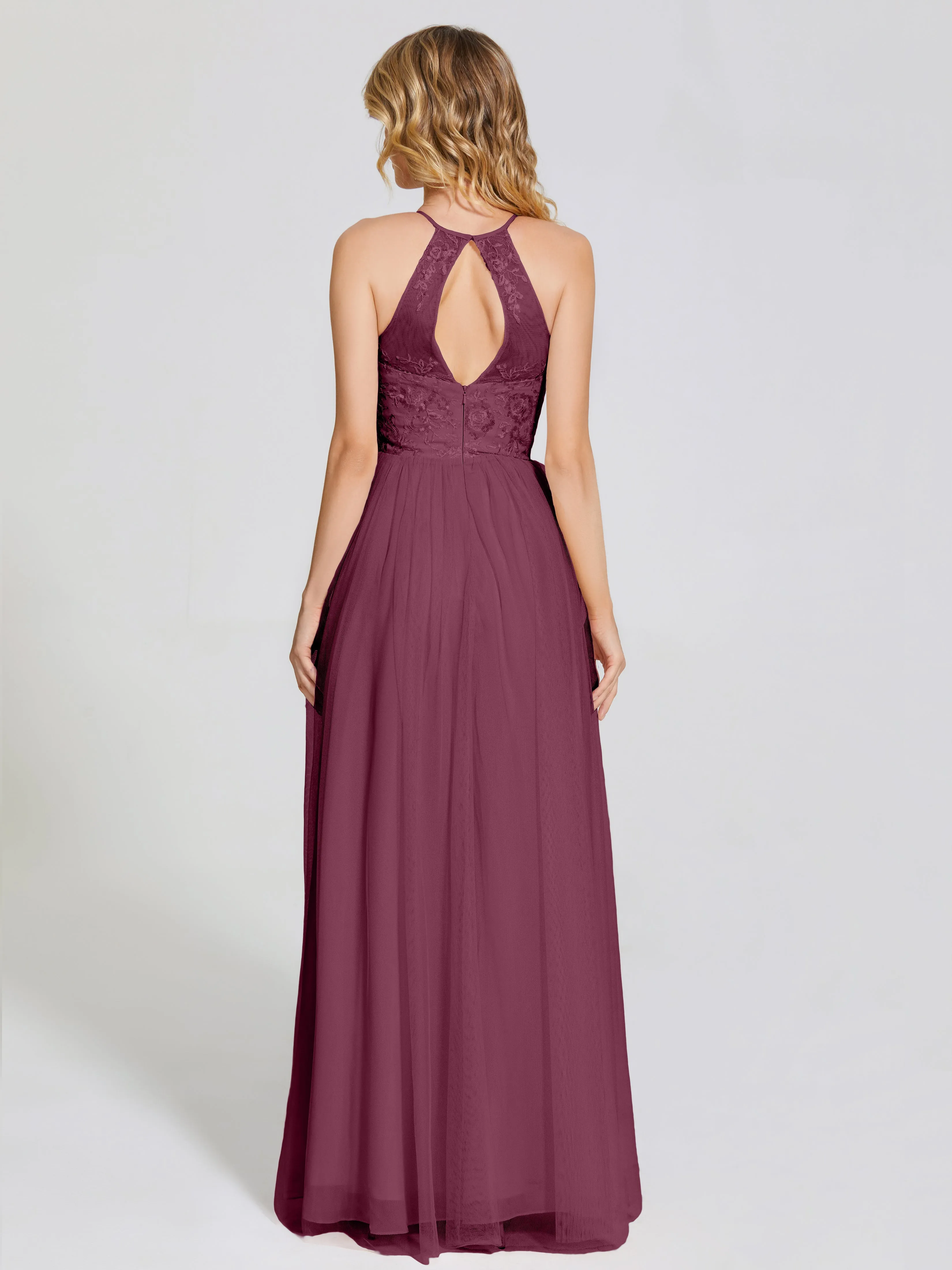 Destiny Halter Embroidered Tulle Bridesmaid Dresses