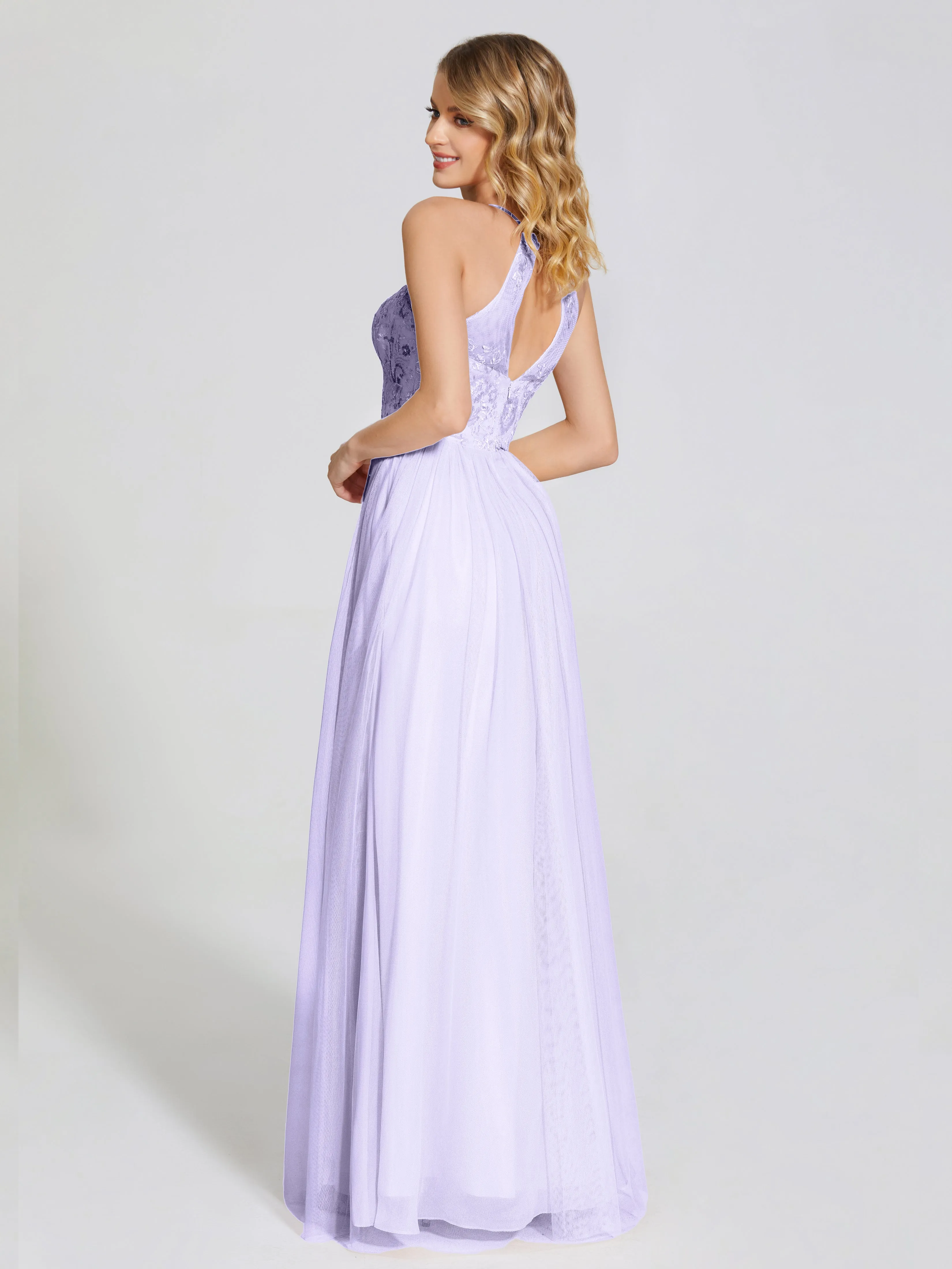 Destiny Halter Embroidered Tulle Bridesmaid Dresses