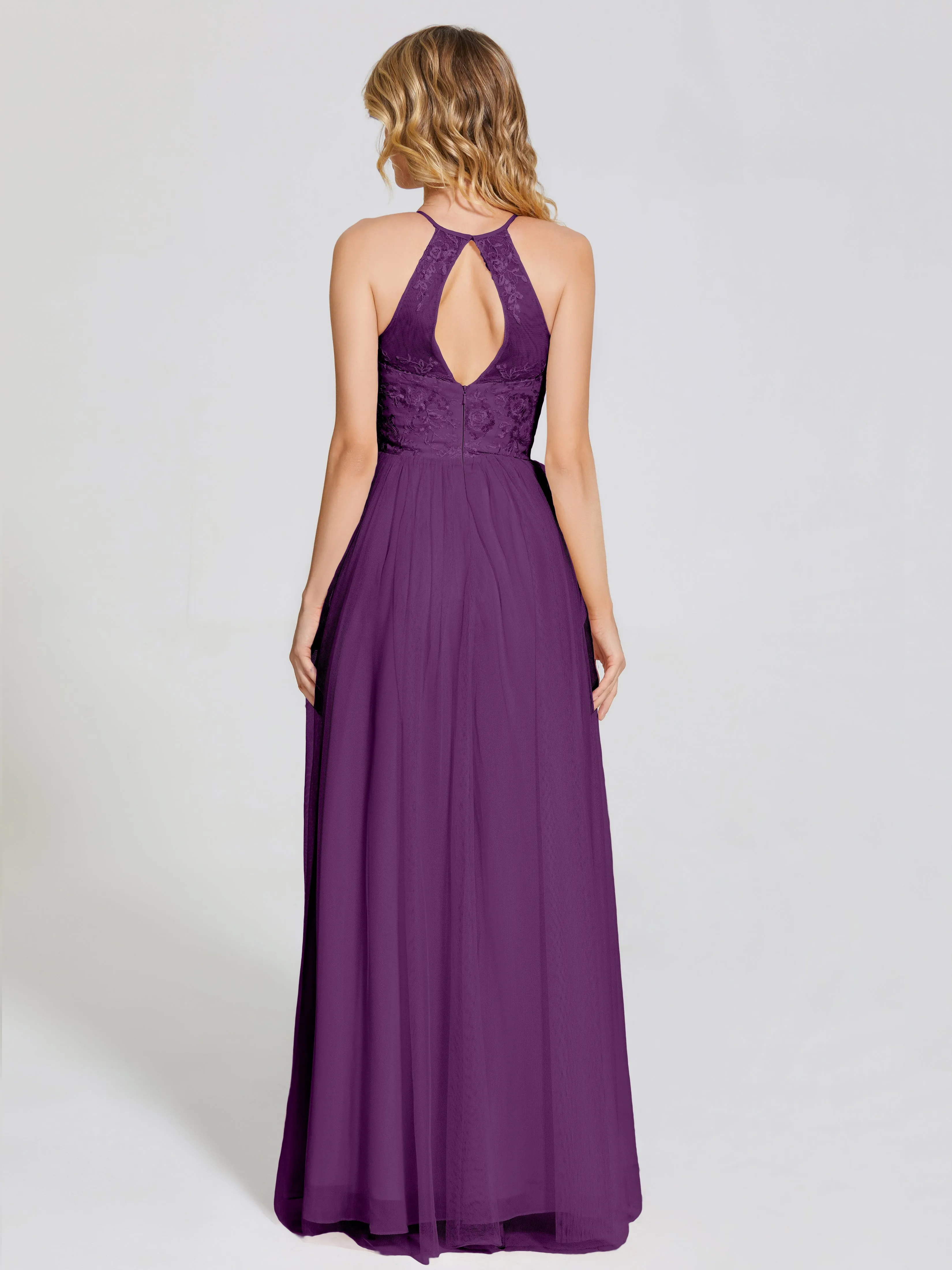 Destiny Halter Embroidered Tulle Bridesmaid Dresses