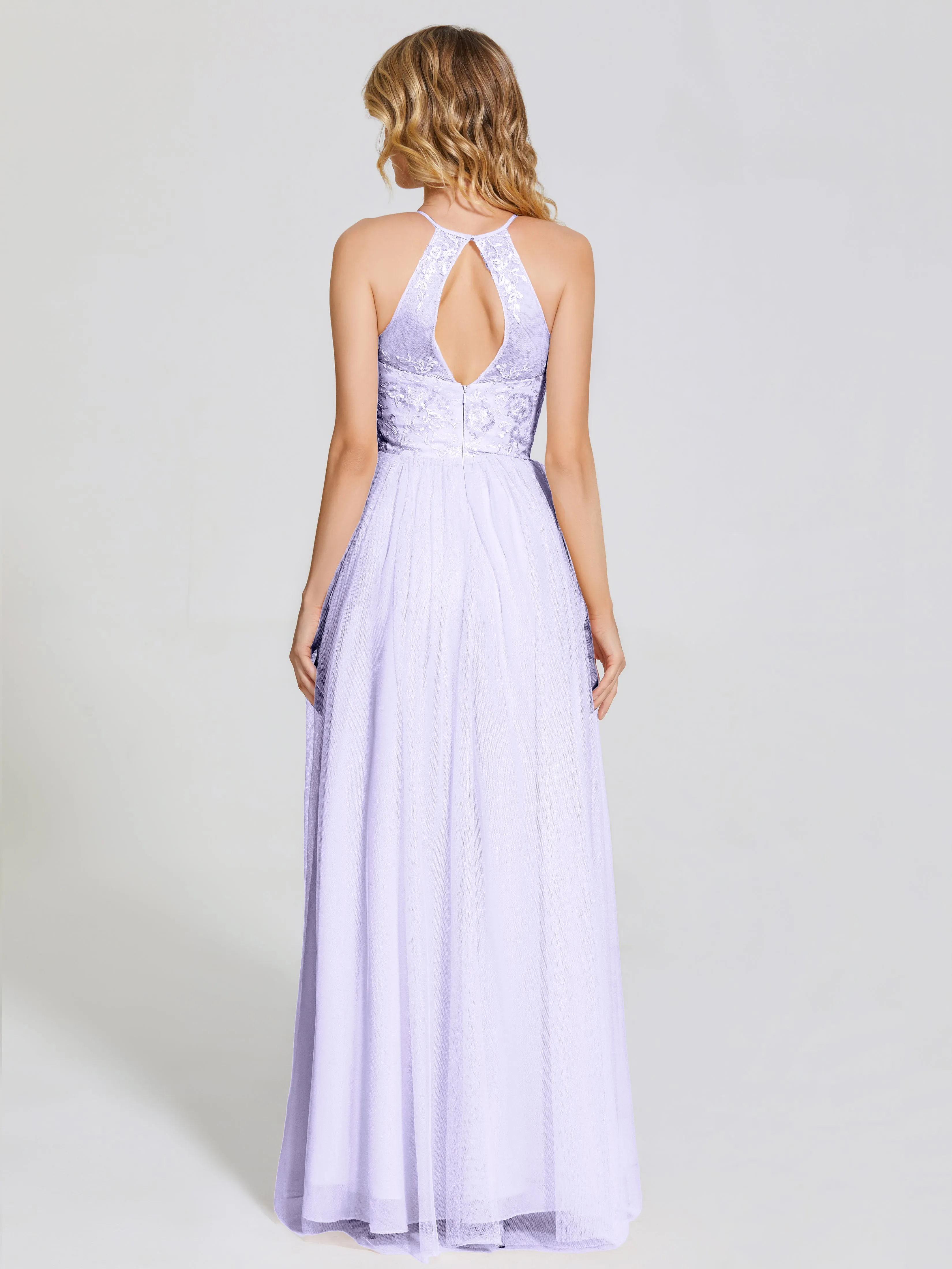 Destiny Halter Embroidered Tulle Bridesmaid Dresses