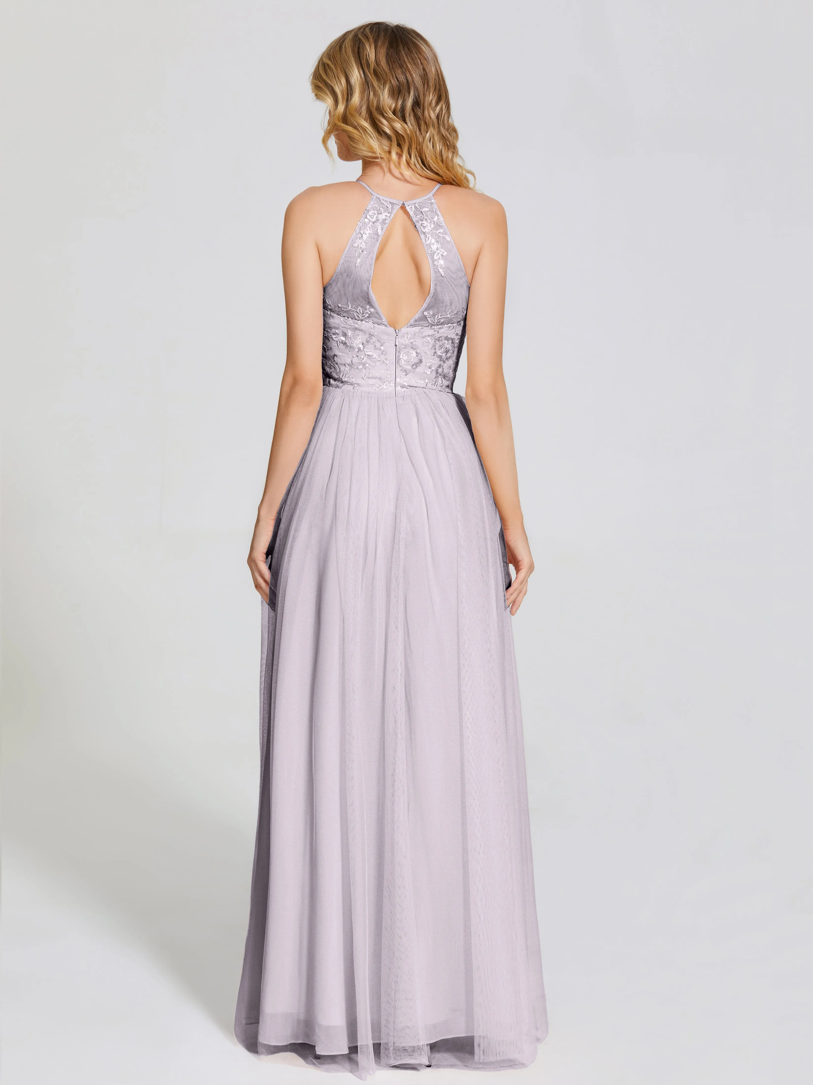 Destiny Halter Embroidered Tulle Bridesmaid Dresses