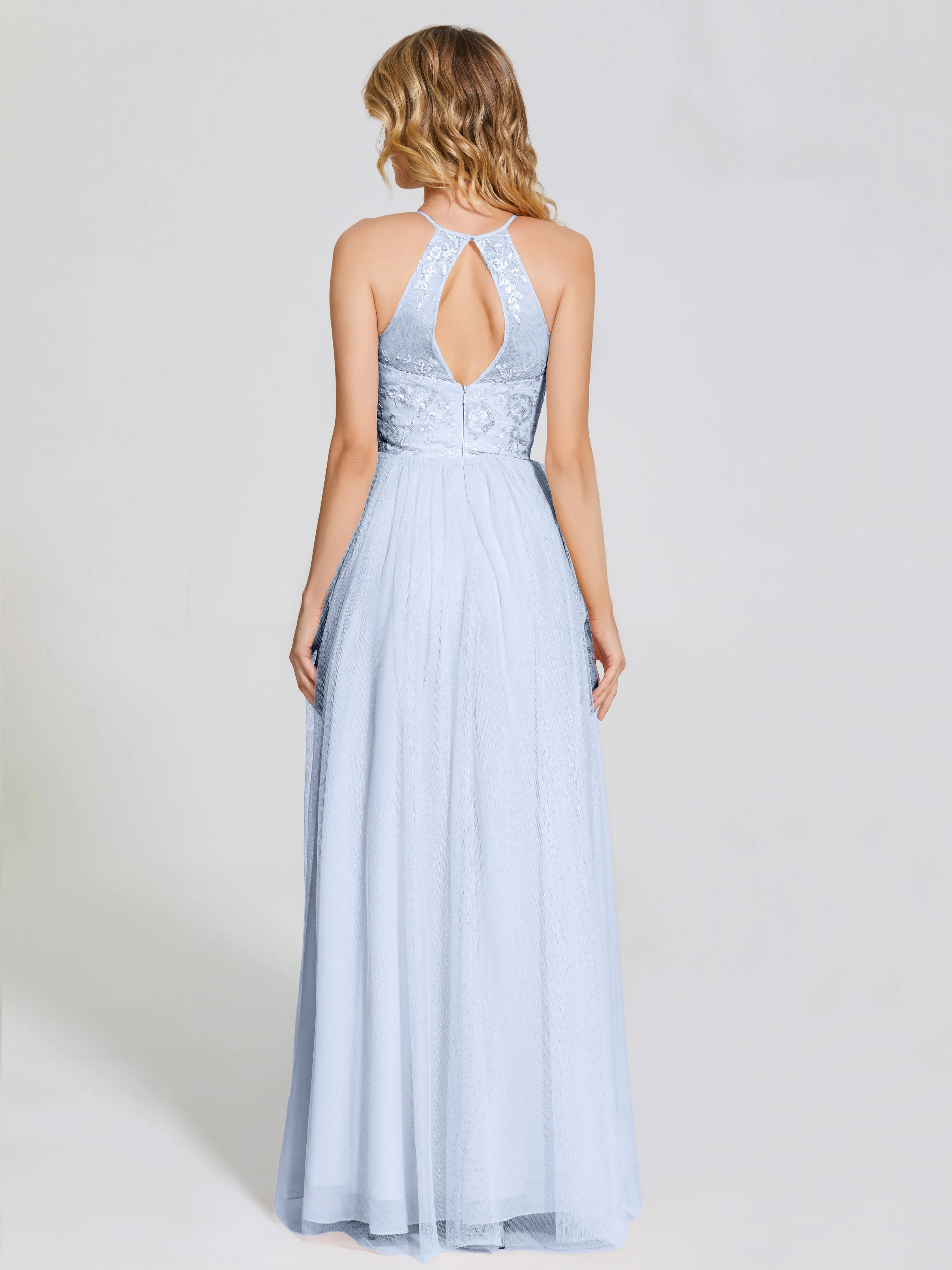 Destiny Halter Embroidered Tulle Bridesmaid Dresses