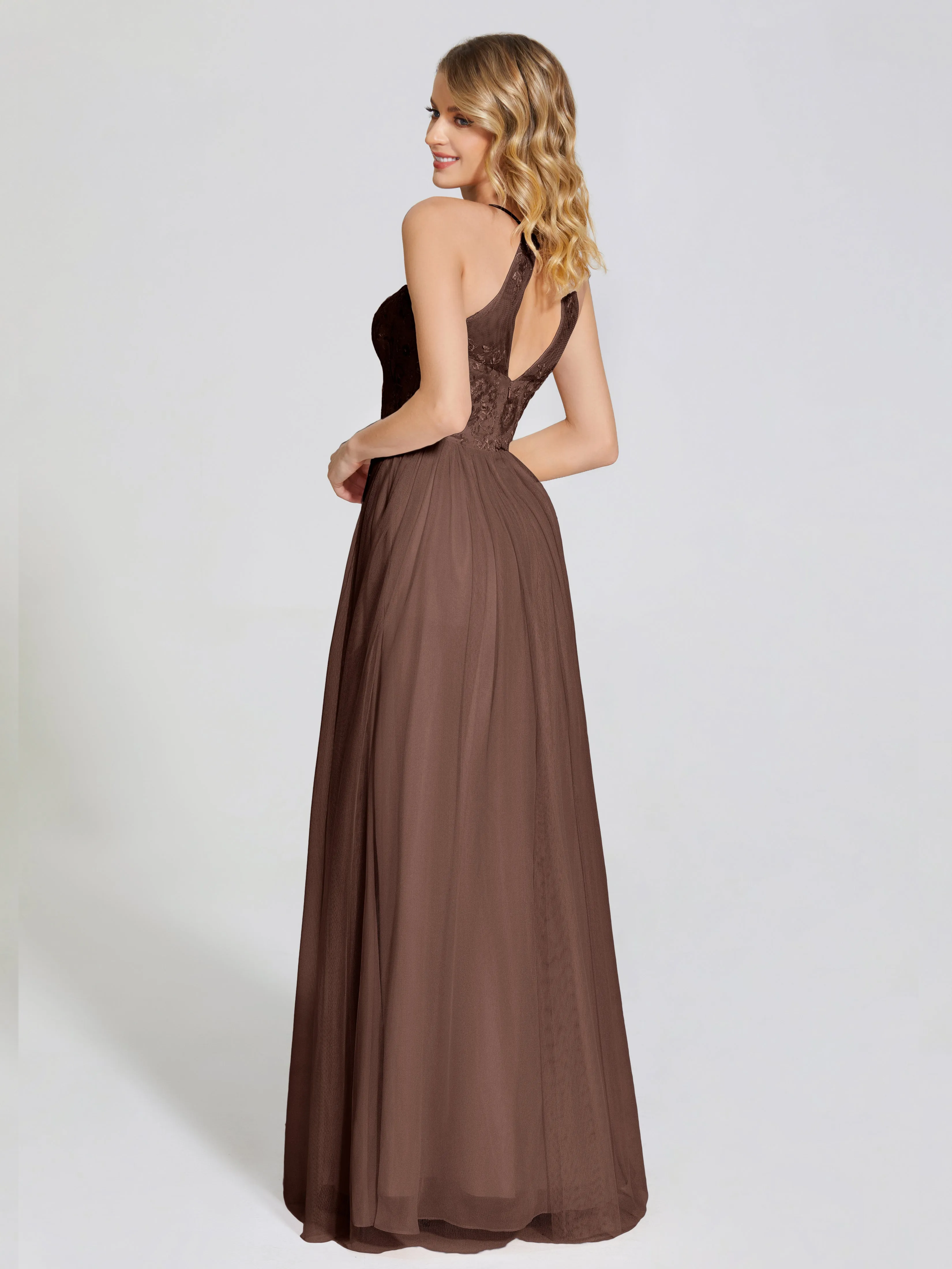 Destiny Halter Embroidered Tulle Bridesmaid Dresses