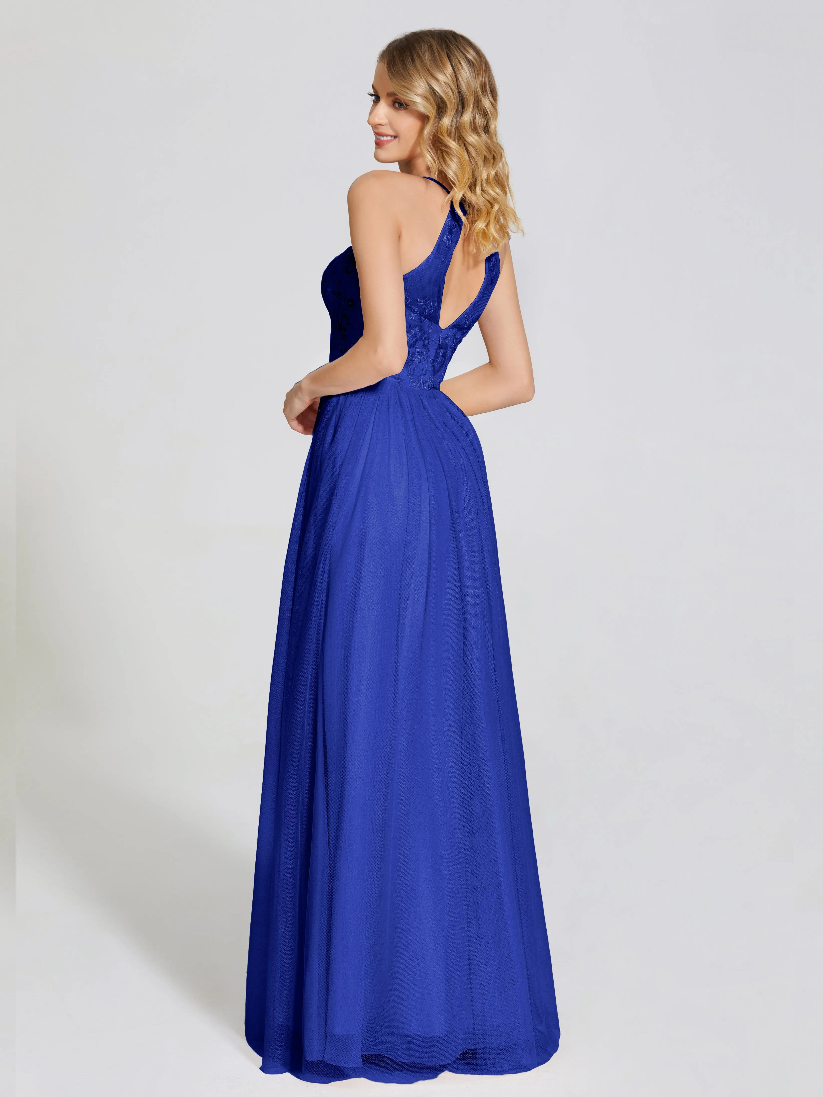 Destiny Halter Embroidered Tulle Bridesmaid Dresses