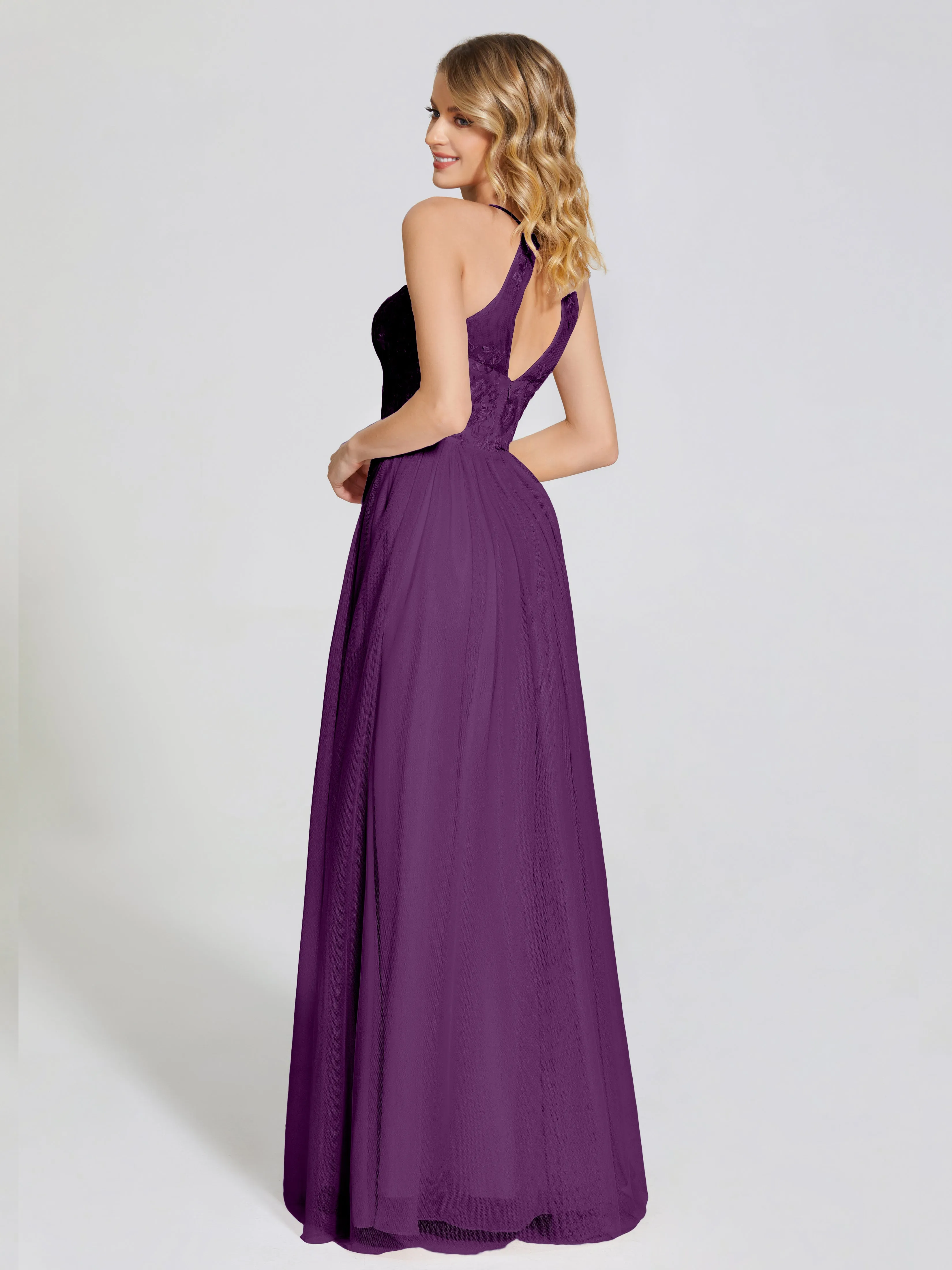 Destiny Halter Embroidered Tulle Bridesmaid Dresses