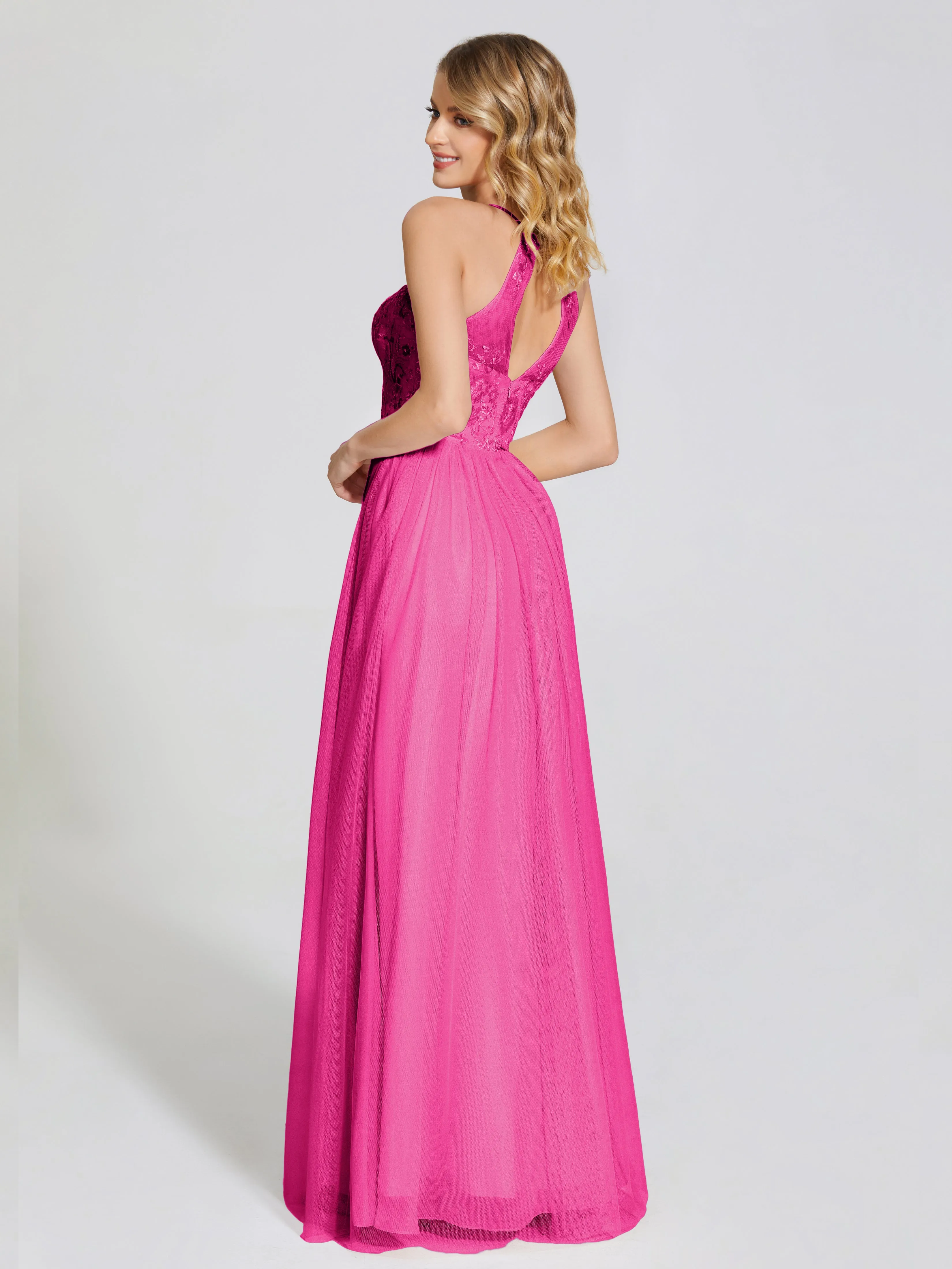 Destiny Halter Embroidered Tulle Bridesmaid Dresses