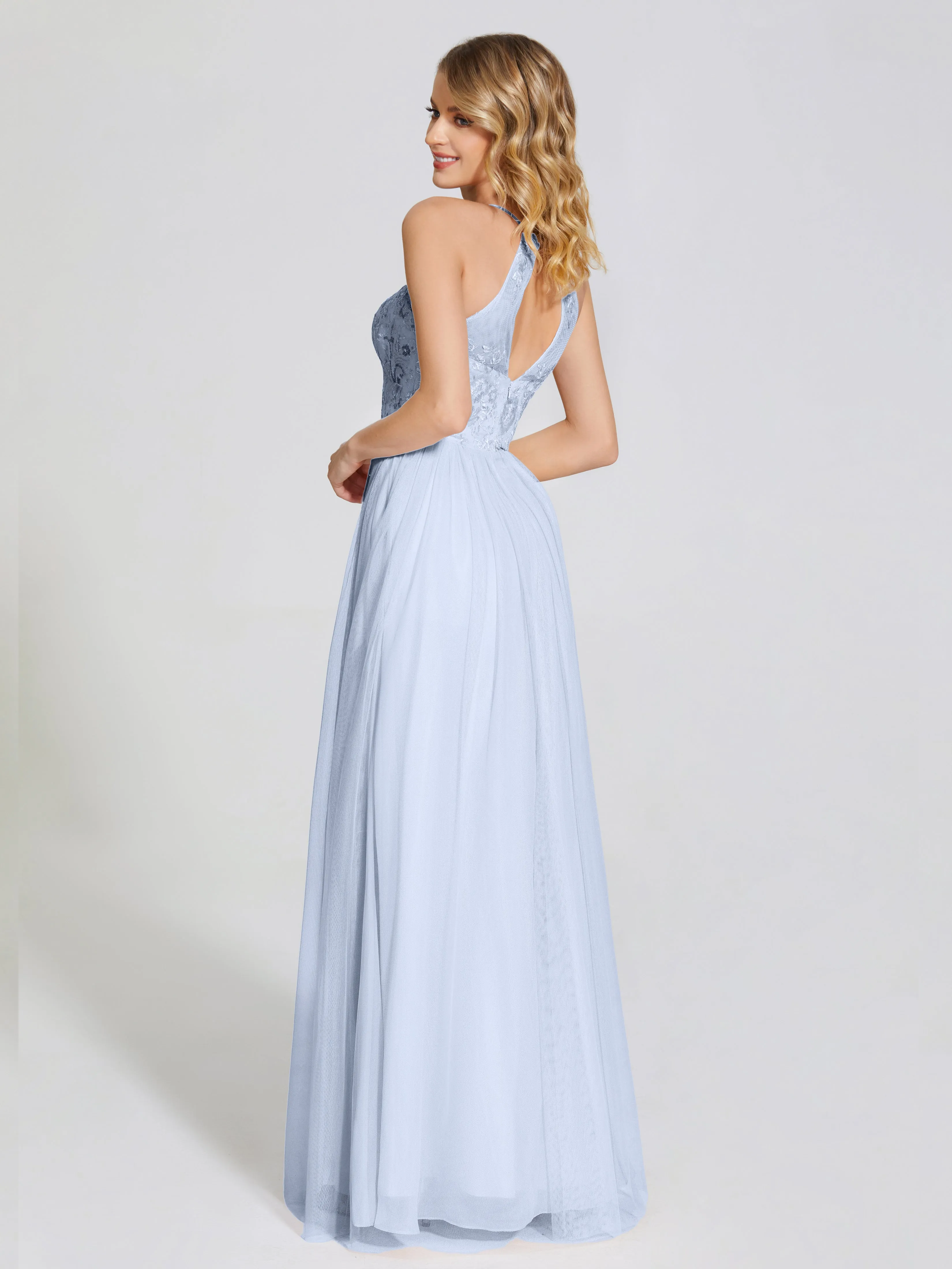 Destiny Halter Embroidered Tulle Bridesmaid Dresses