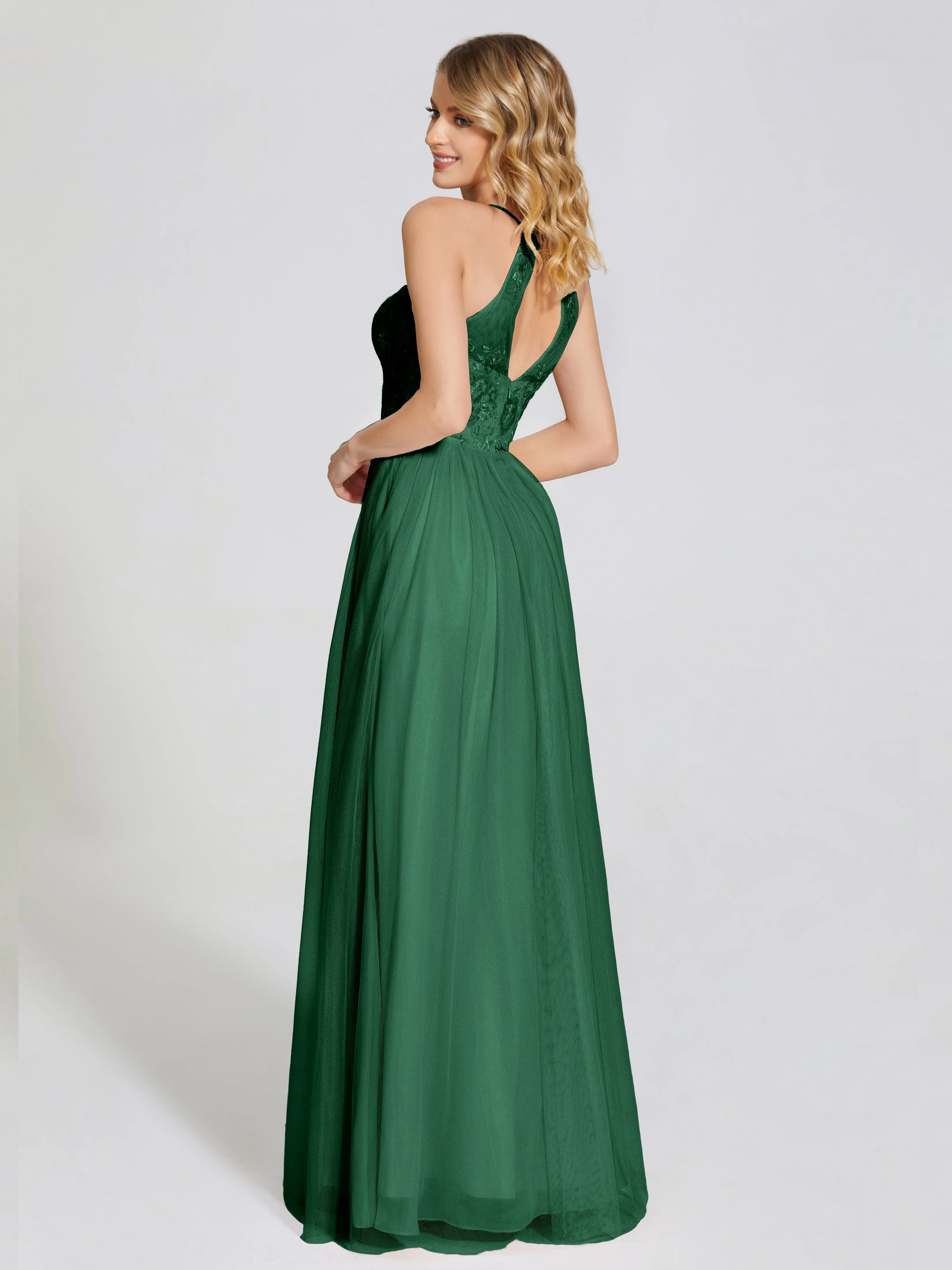 Destiny Halter Embroidered Tulle Bridesmaid Dresses