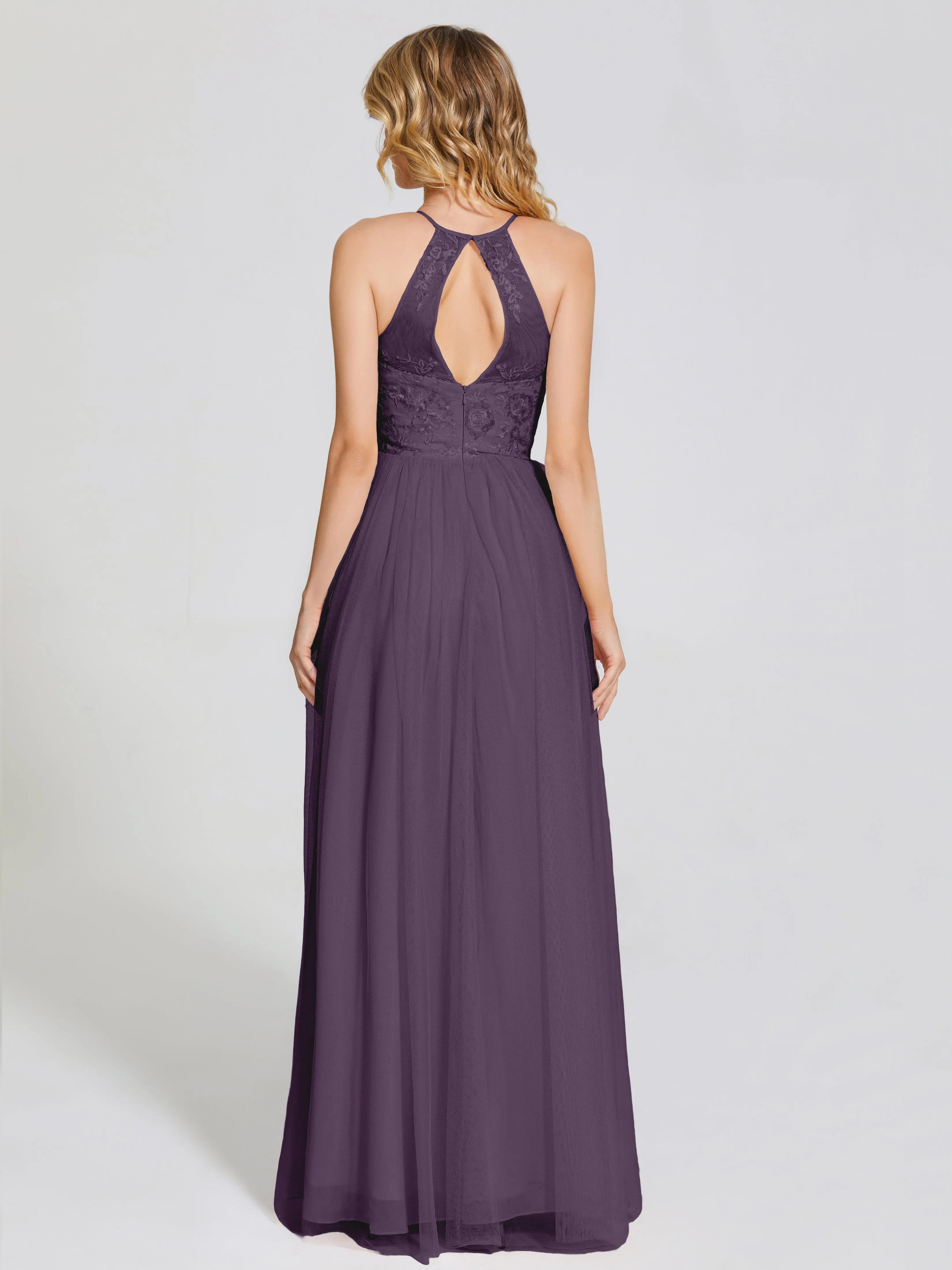 Destiny Halter Embroidered Tulle Bridesmaid Dresses