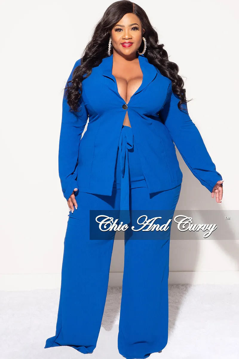 Final Sale Plus Size Blazer 2pc Set in Royal Blue