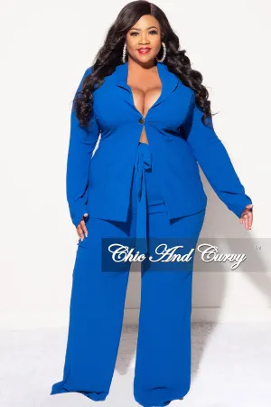 Final Sale Plus Size Blazer 2pc Set in Royal Blue