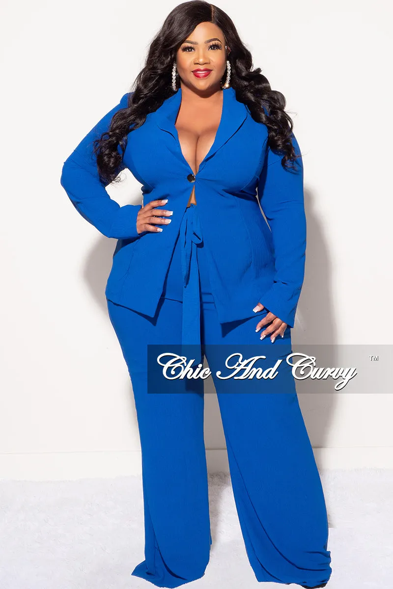 Final Sale Plus Size Blazer 2pc Set in Royal Blue
