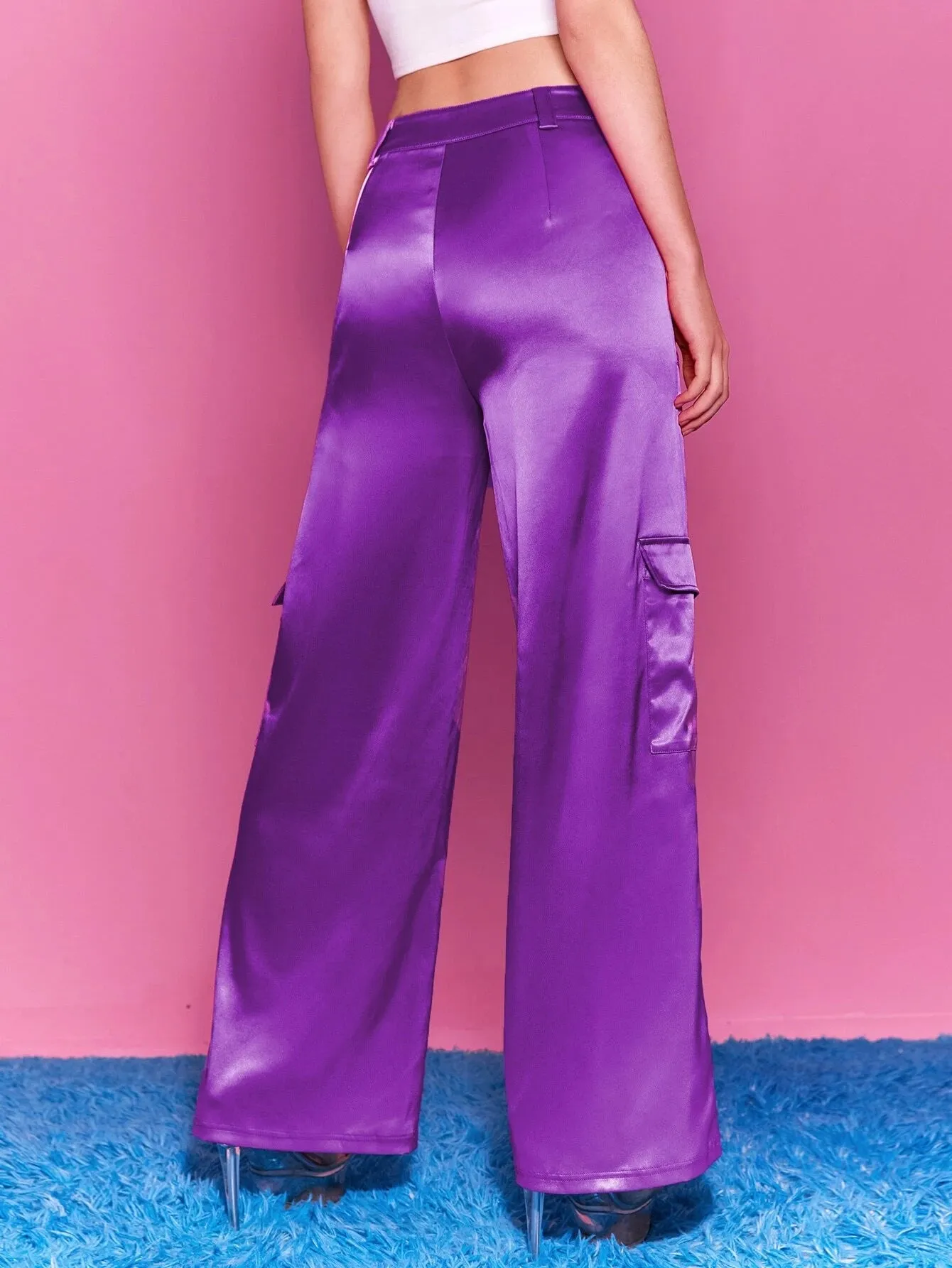 Flap Pocket Wide Loose Pants