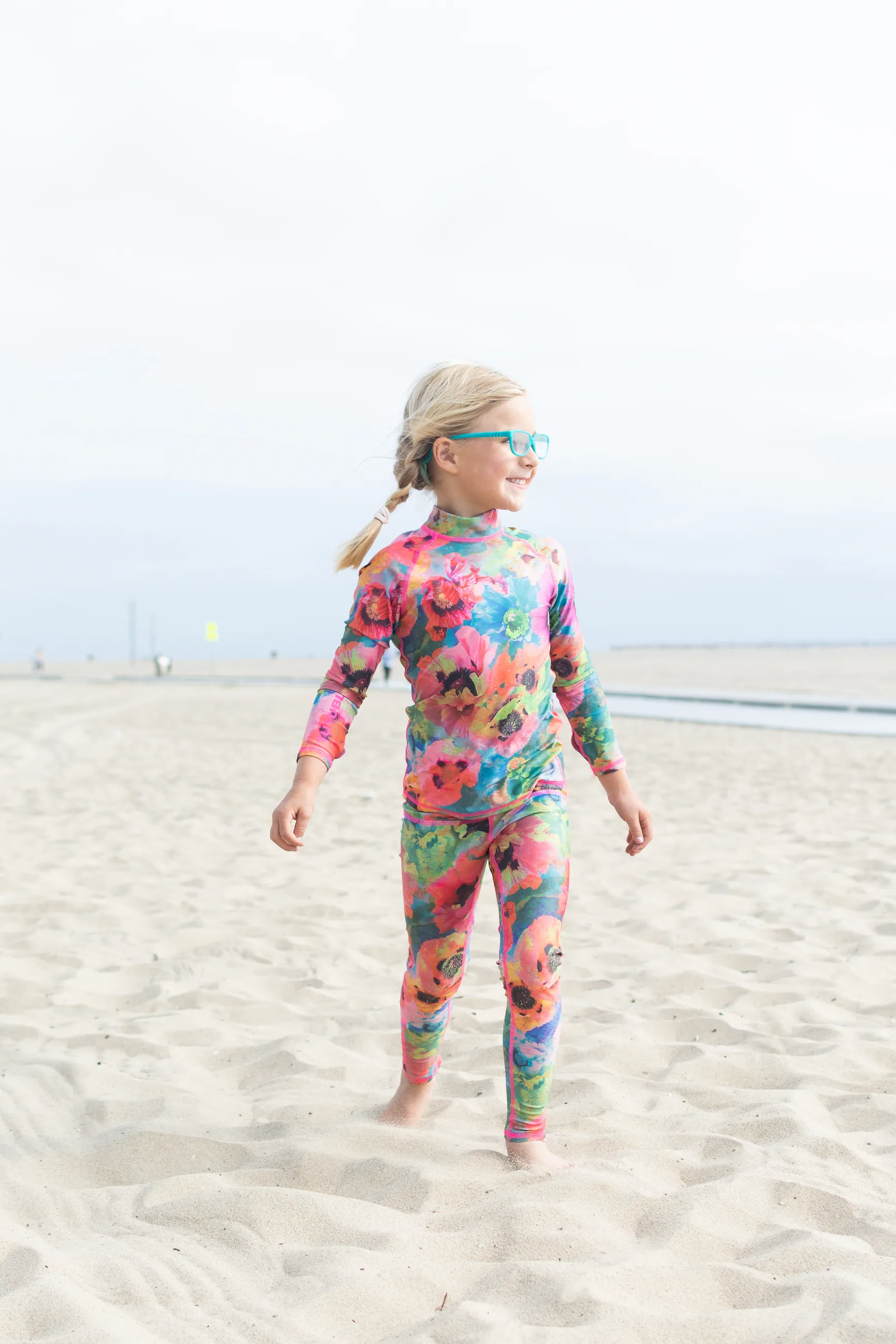 GIRL'S SWIM LEGGINGS - SEA POPPY PINK