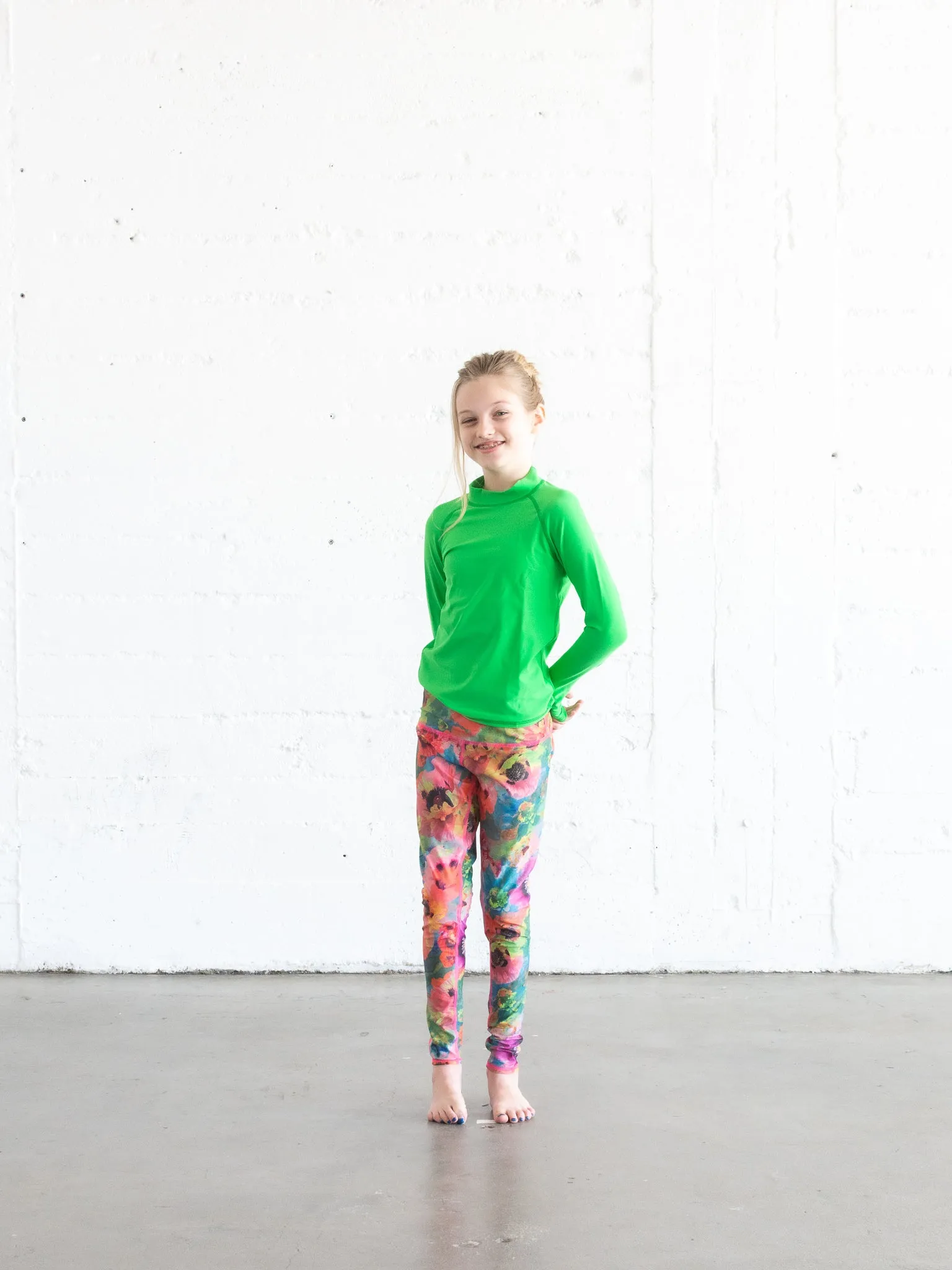 GIRL'S SWIM LEGGINGS - SEA POPPY PINK