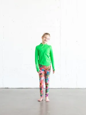 GIRL'S SWIM LEGGINGS - SEA POPPY PINK