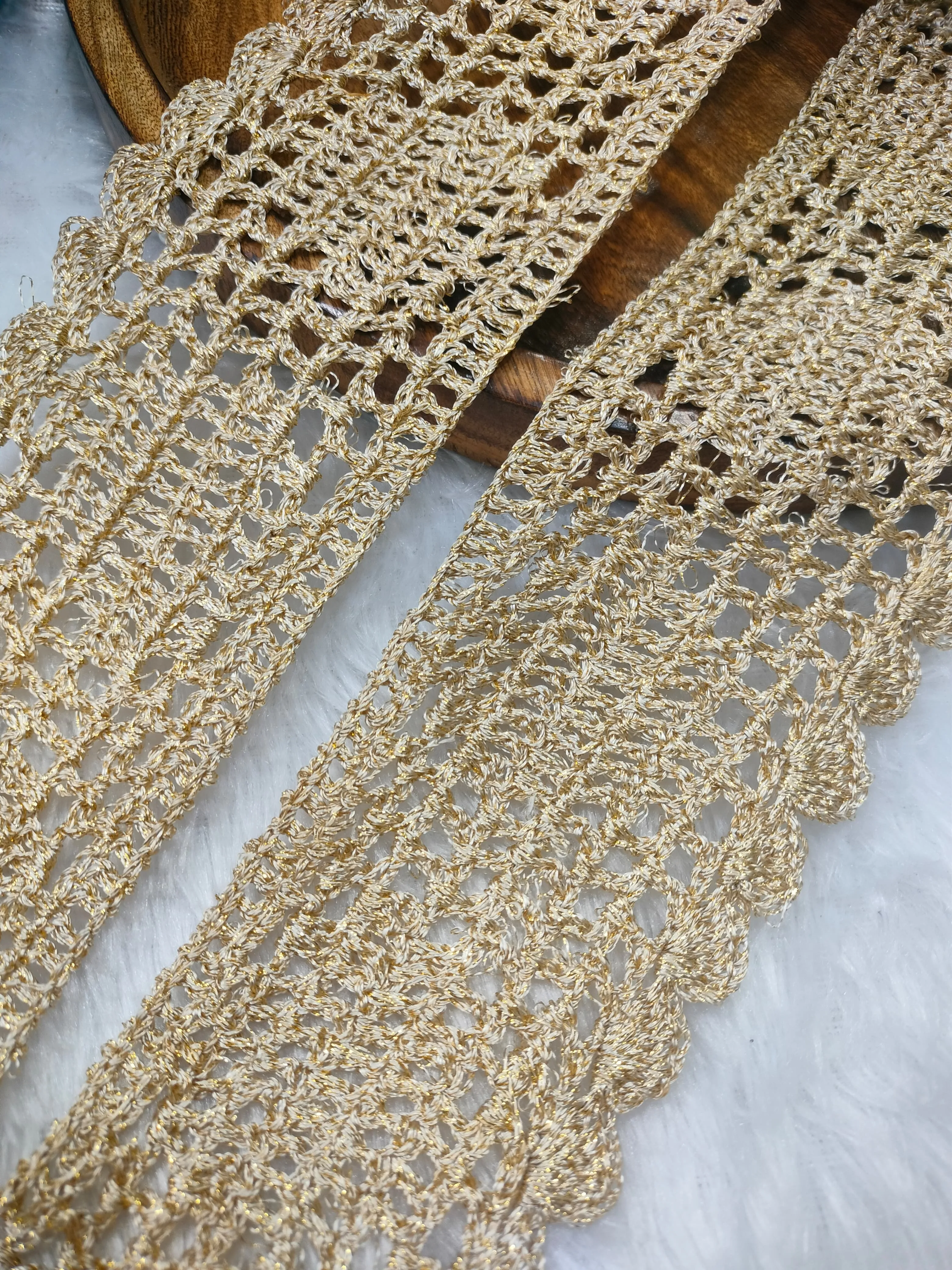 Golden Handmade Crochet Trim