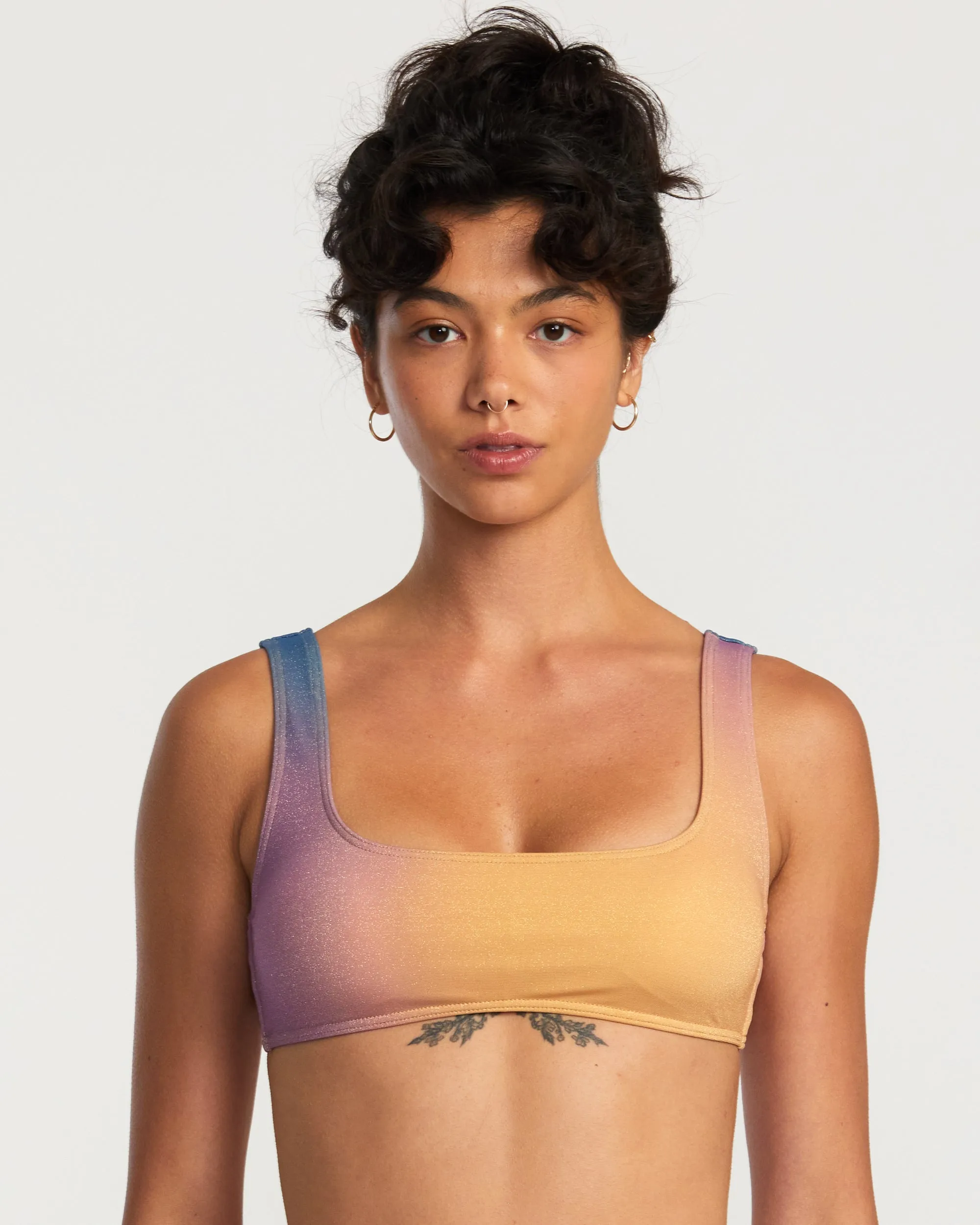 Golden Laceback Bralette Bikini Top - Multi